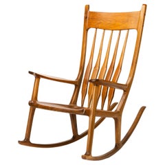 Large Sam Maloof Style Fruitwood Sculptural Rocking Chair