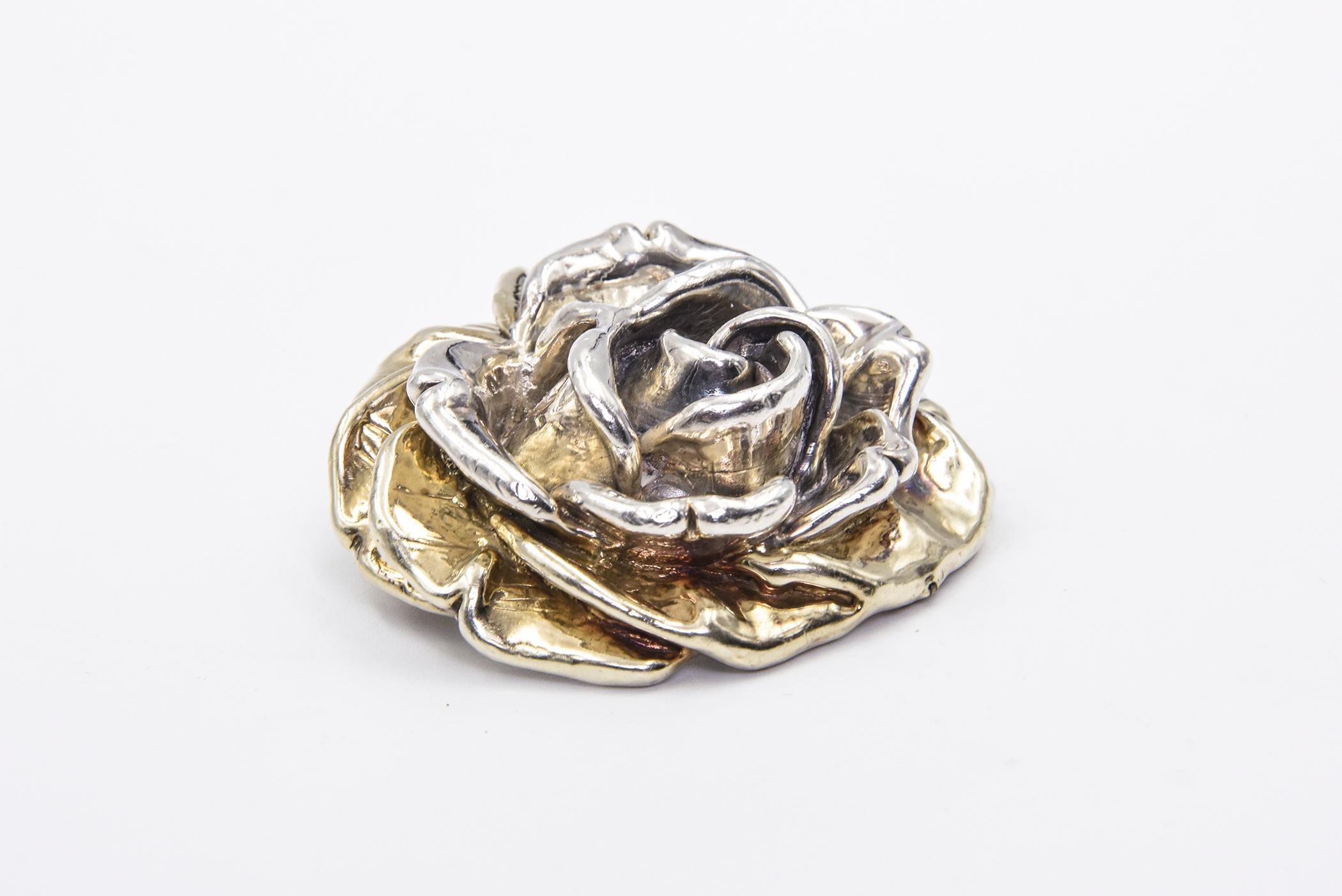 sterling silver rose brooch