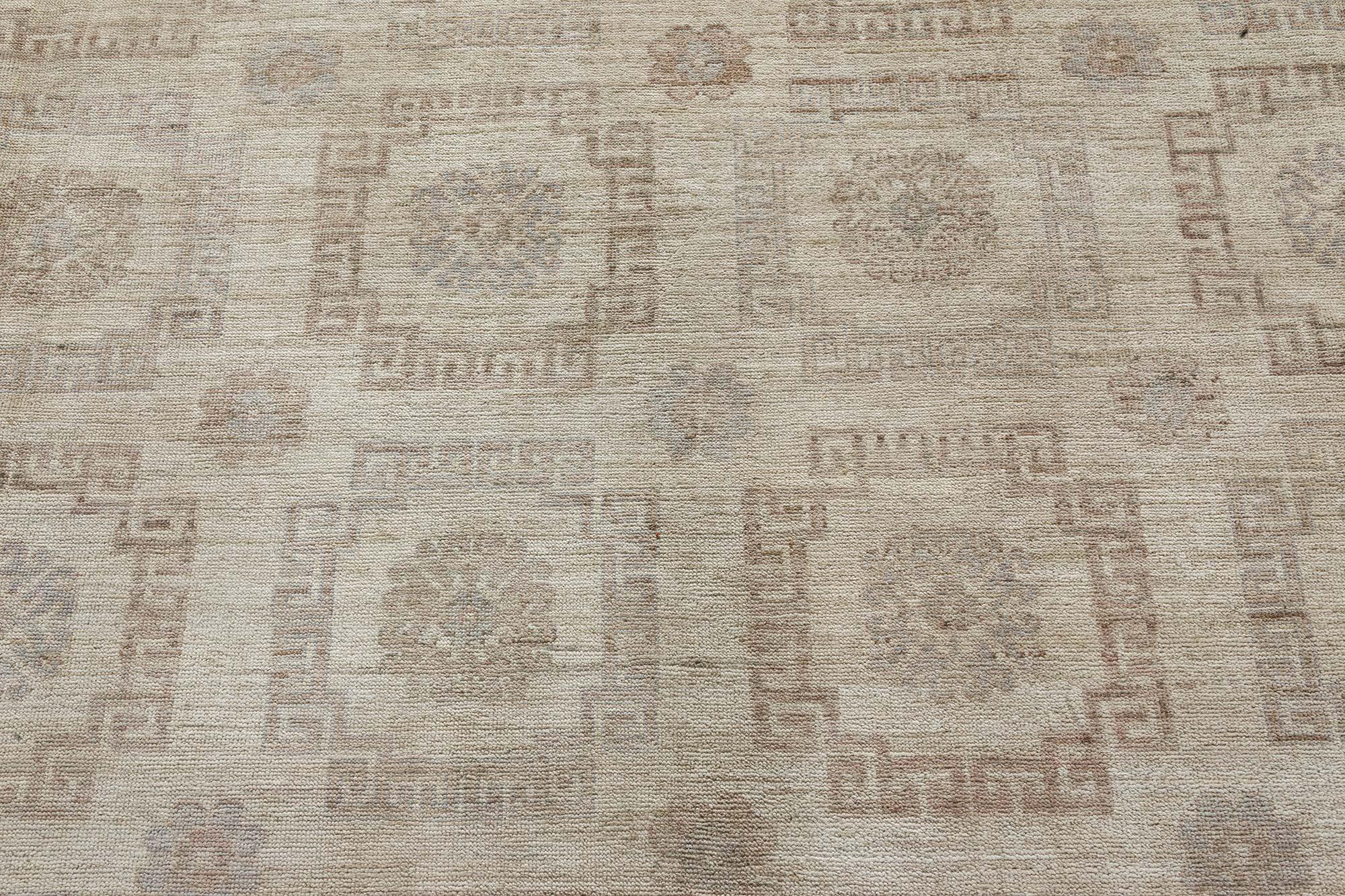 Alfombra geométrica grande de lana estilo Samarcanda hecha a mano por Doris Leslie Blau Anudado a mano en venta