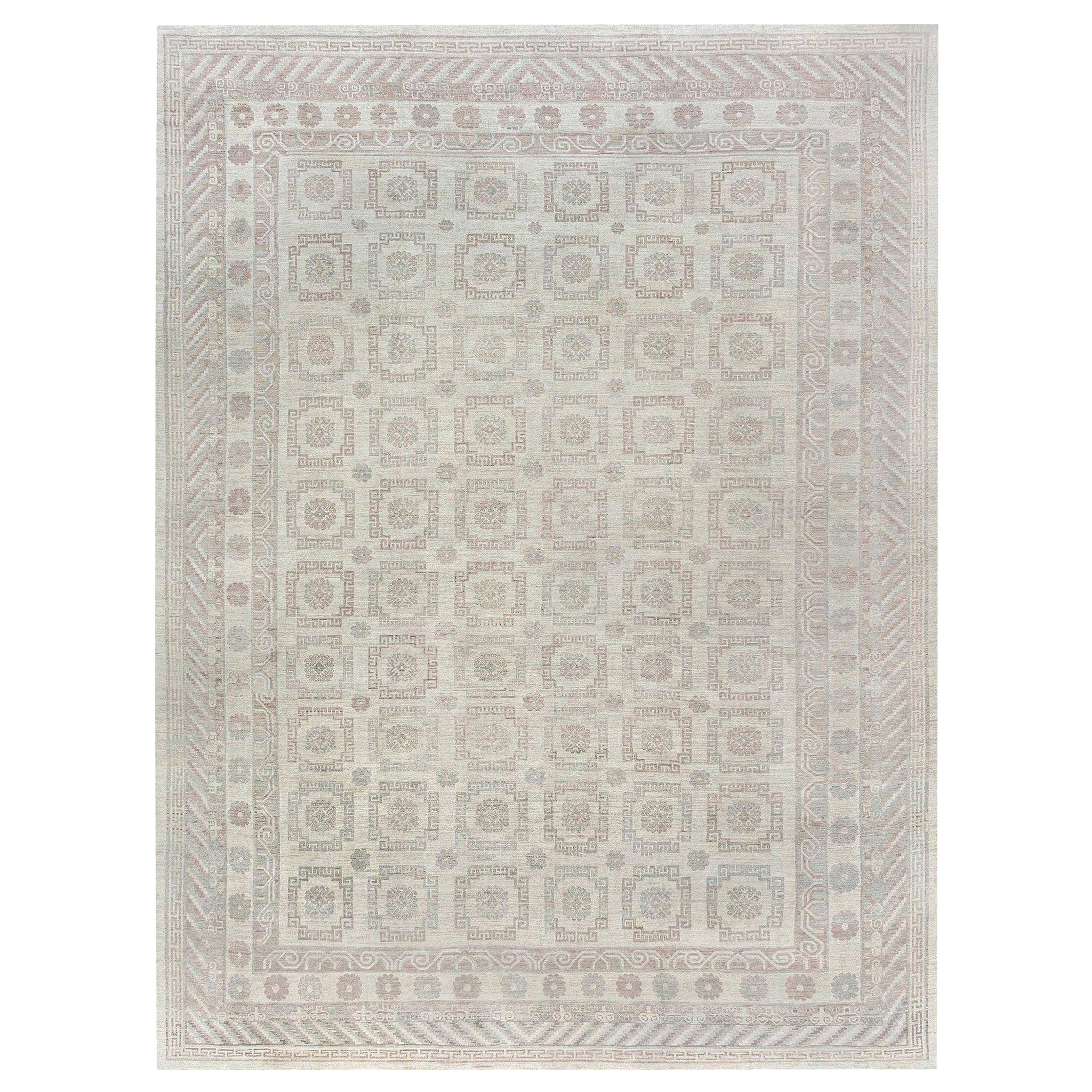 Large Samarkand Style Geometric Handmade Wool Rug by Doris Leslie Blau For Sale