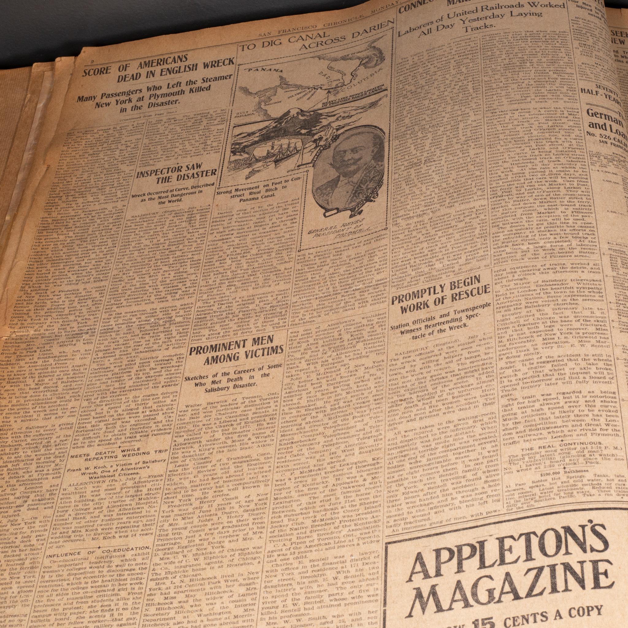 Industrial Large San Francisco Chronicle Bound Newspaper Book c.1906