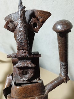 Large Sancho Panza folk art sculpture made out of tubings and screws
