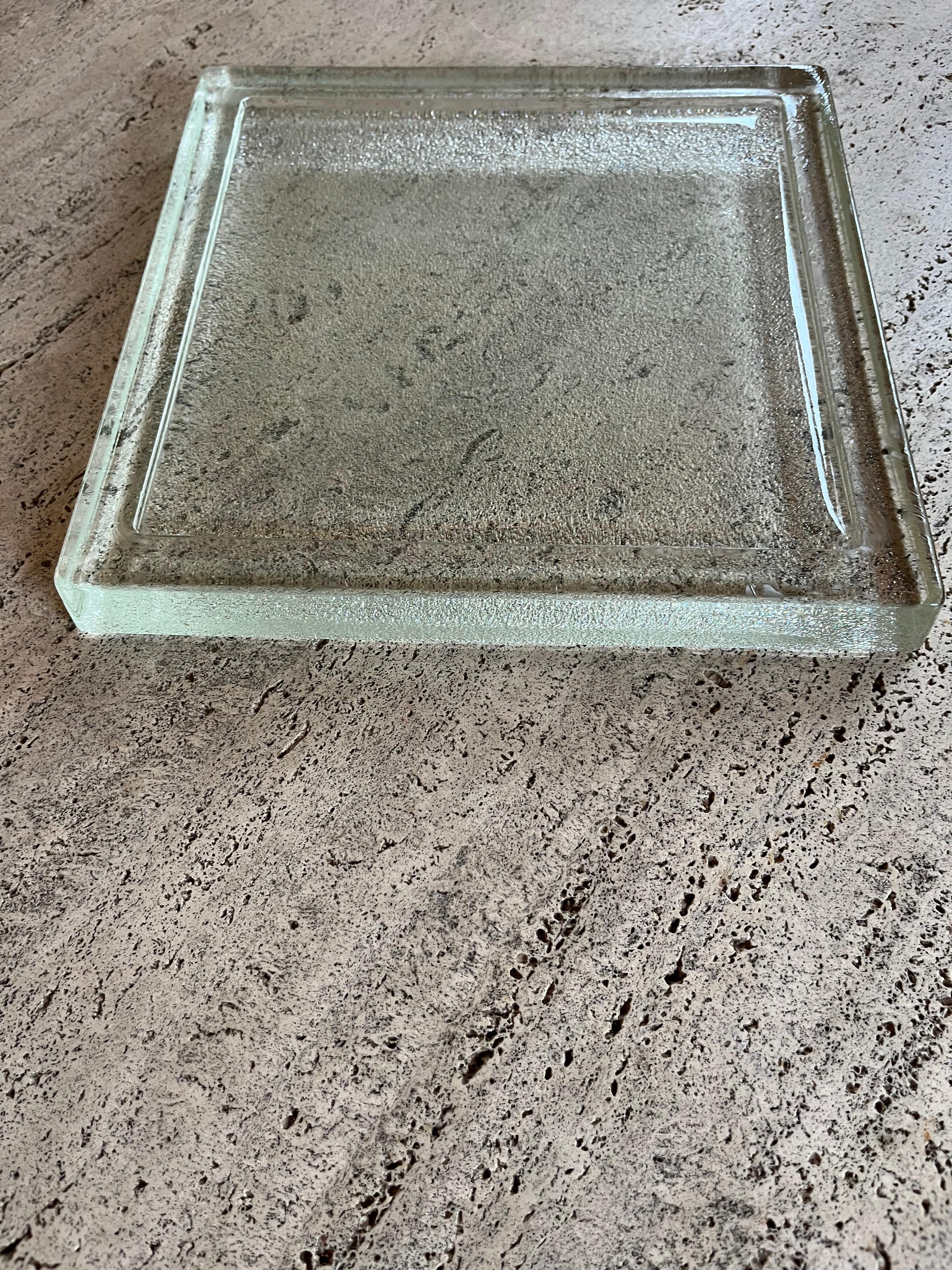 20th Century Large sandcast glass Saint Gobain platter For Sale