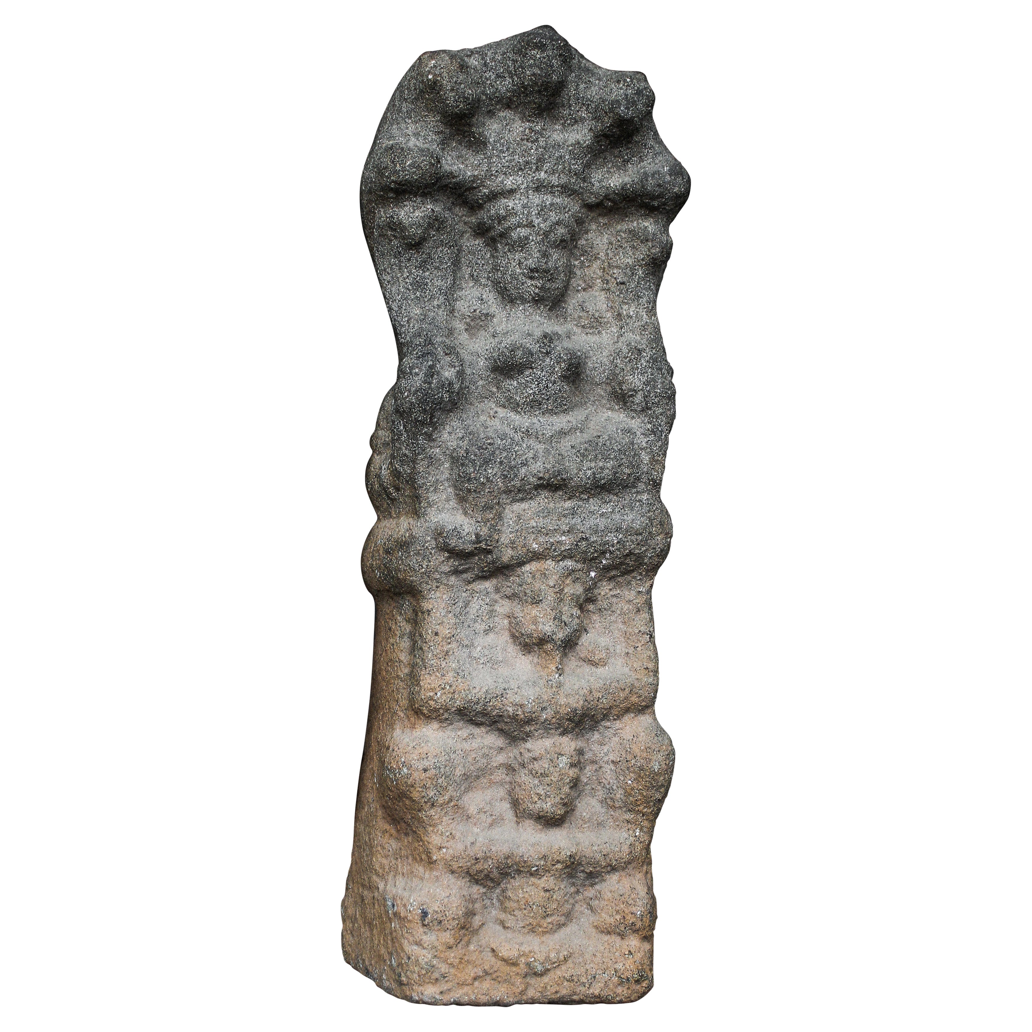 Large Sandstone Temple Carving of Nagaraja on Stand For Sale