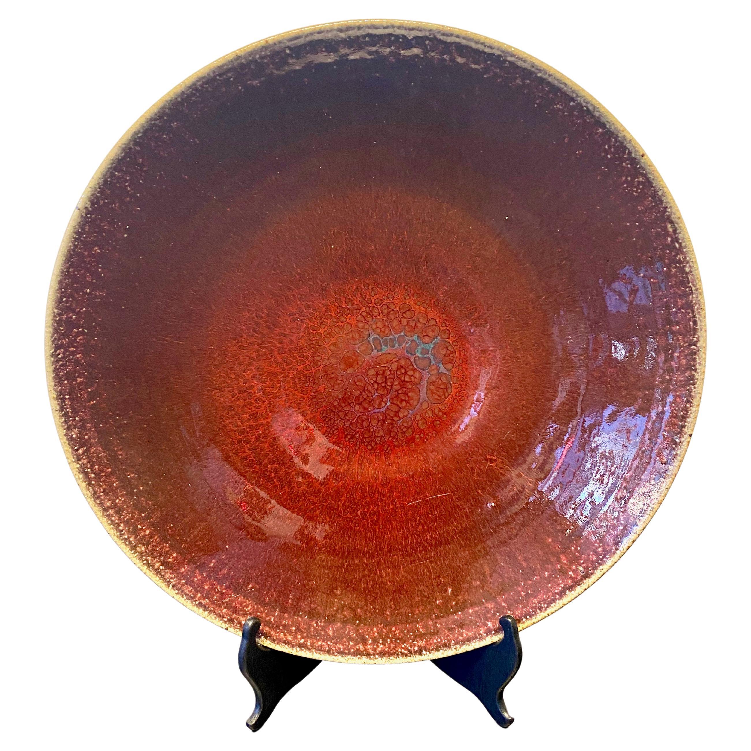 Large Sangre-de-toro fruit bowl by Gustav and Ulla Kraitz, Sweden For Sale