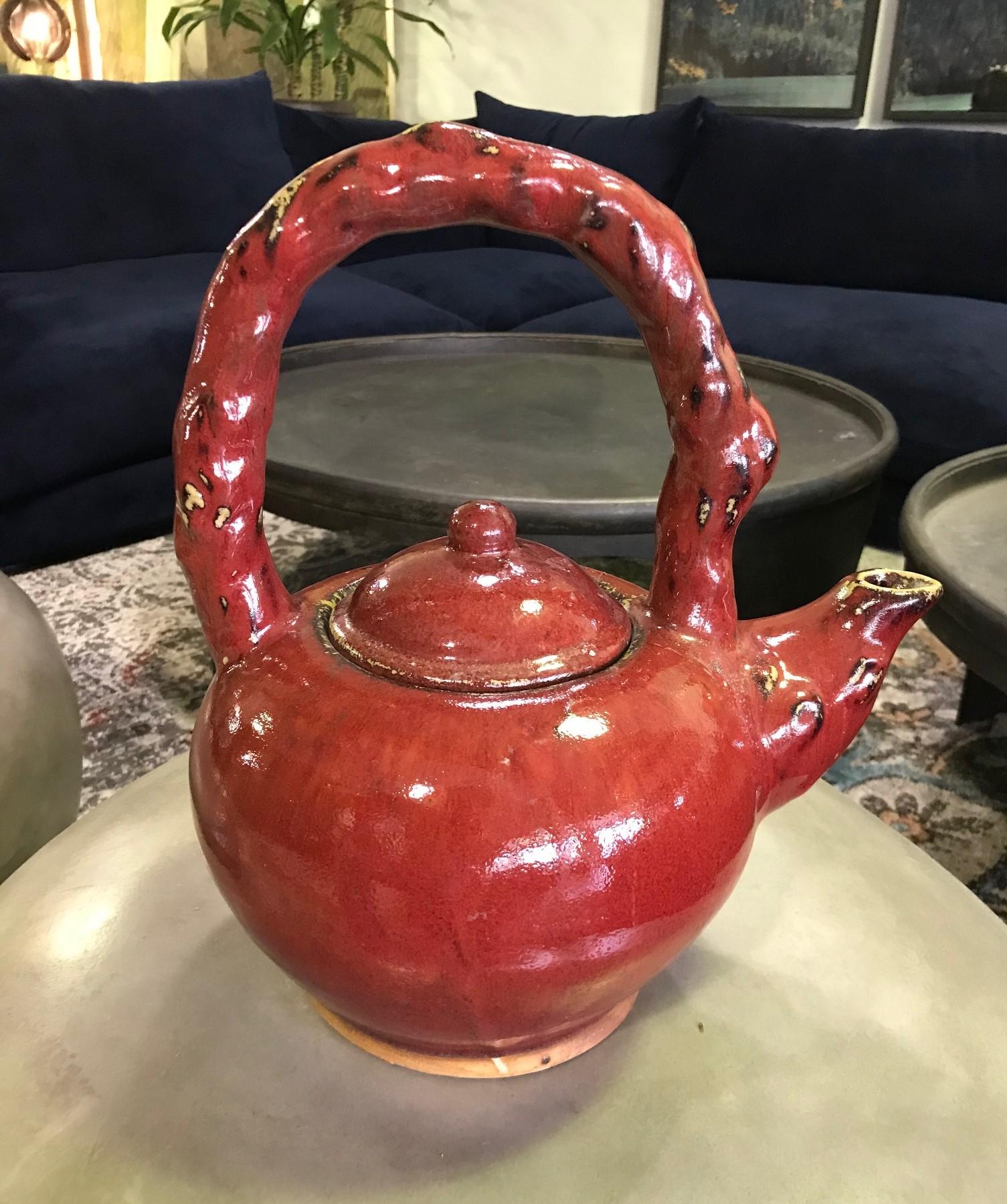 Showa Large Sangue De Boeuf Japanese Ornamental Ceremonial Pottery Ceramic Tea Pot