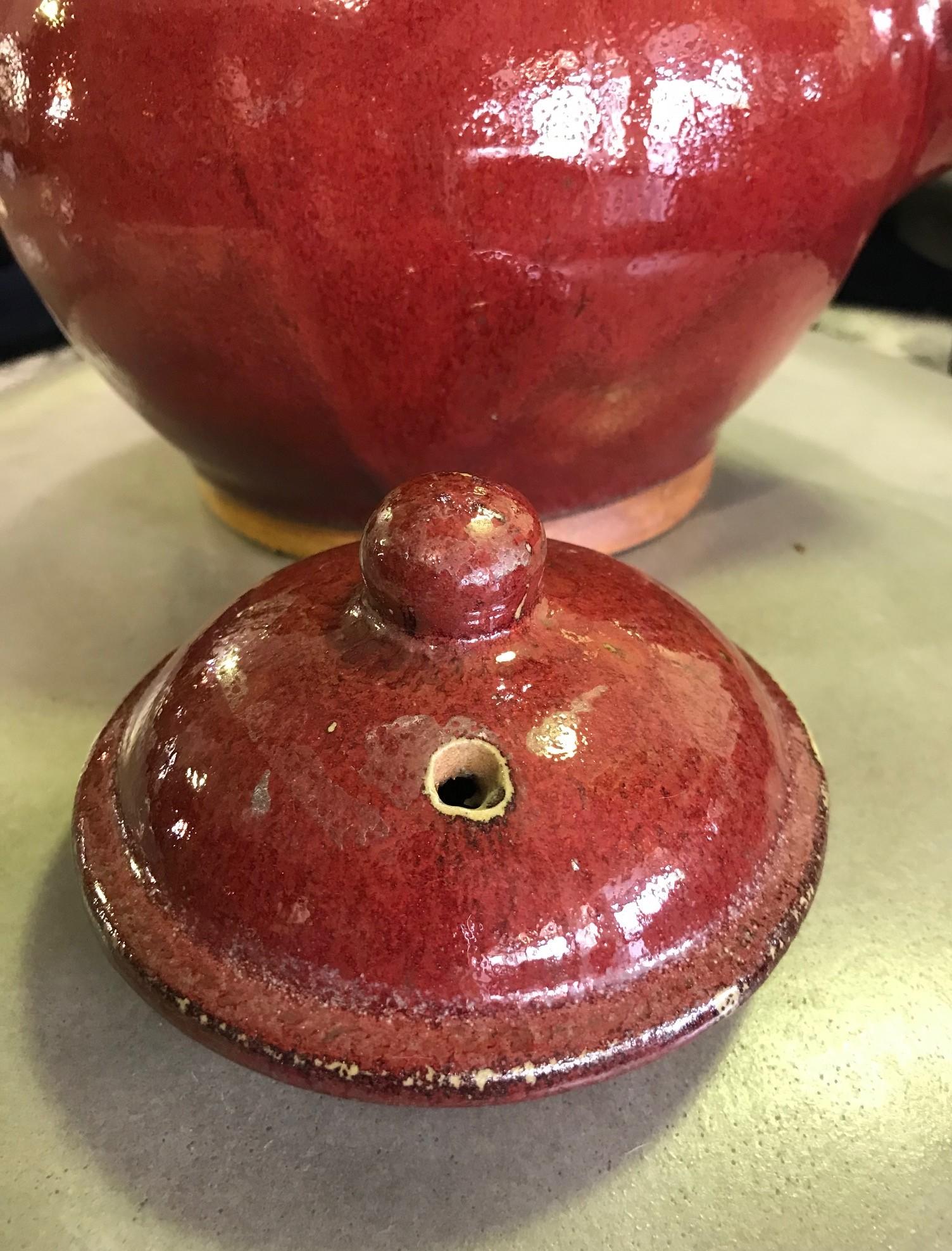 Large Sangue De Boeuf Japanese Ornamental Ceremonial Pottery Ceramic Tea Pot 1