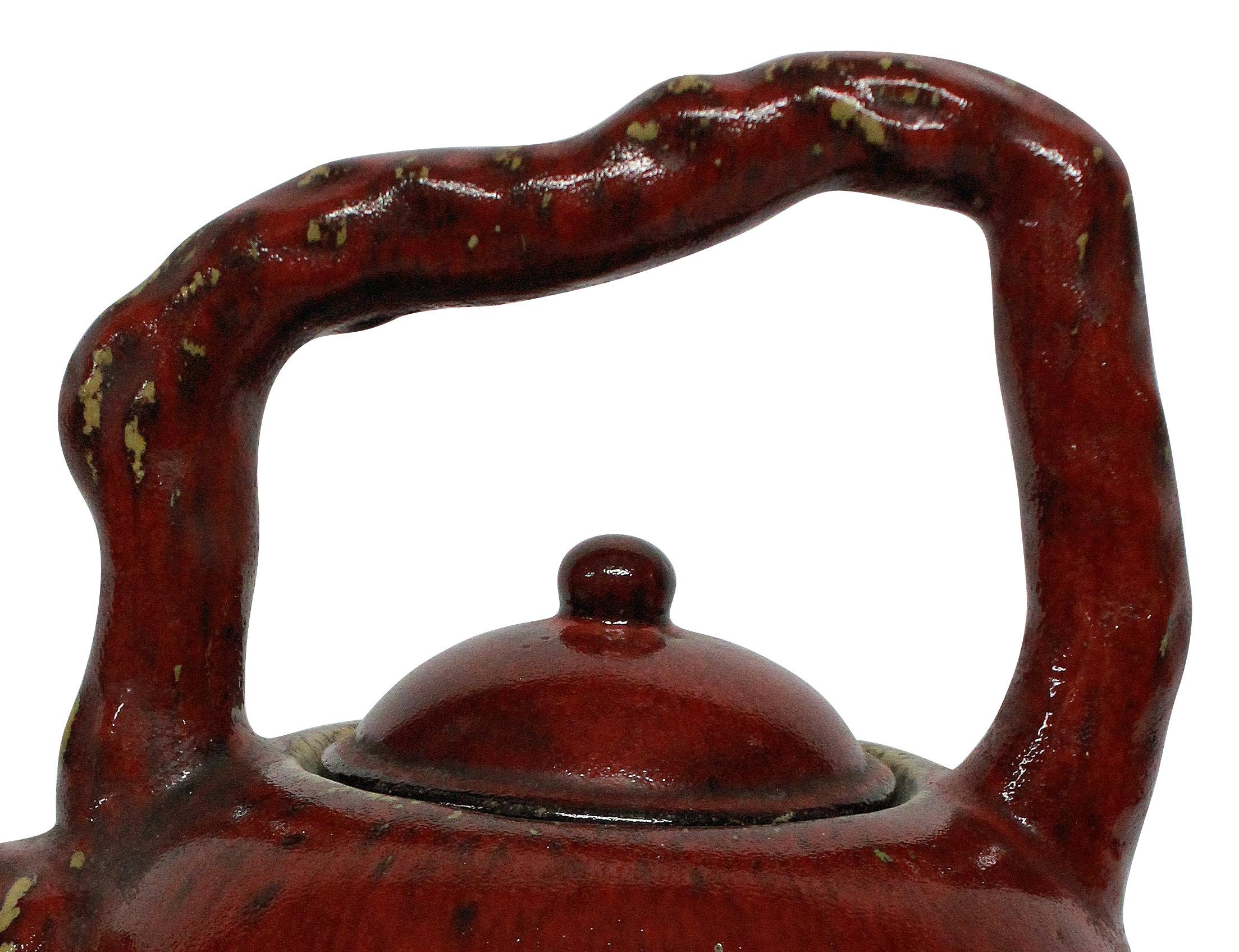 Large Sangue De Boeuf Japanese Ornamental Tea Pot In Good Condition In London, GB