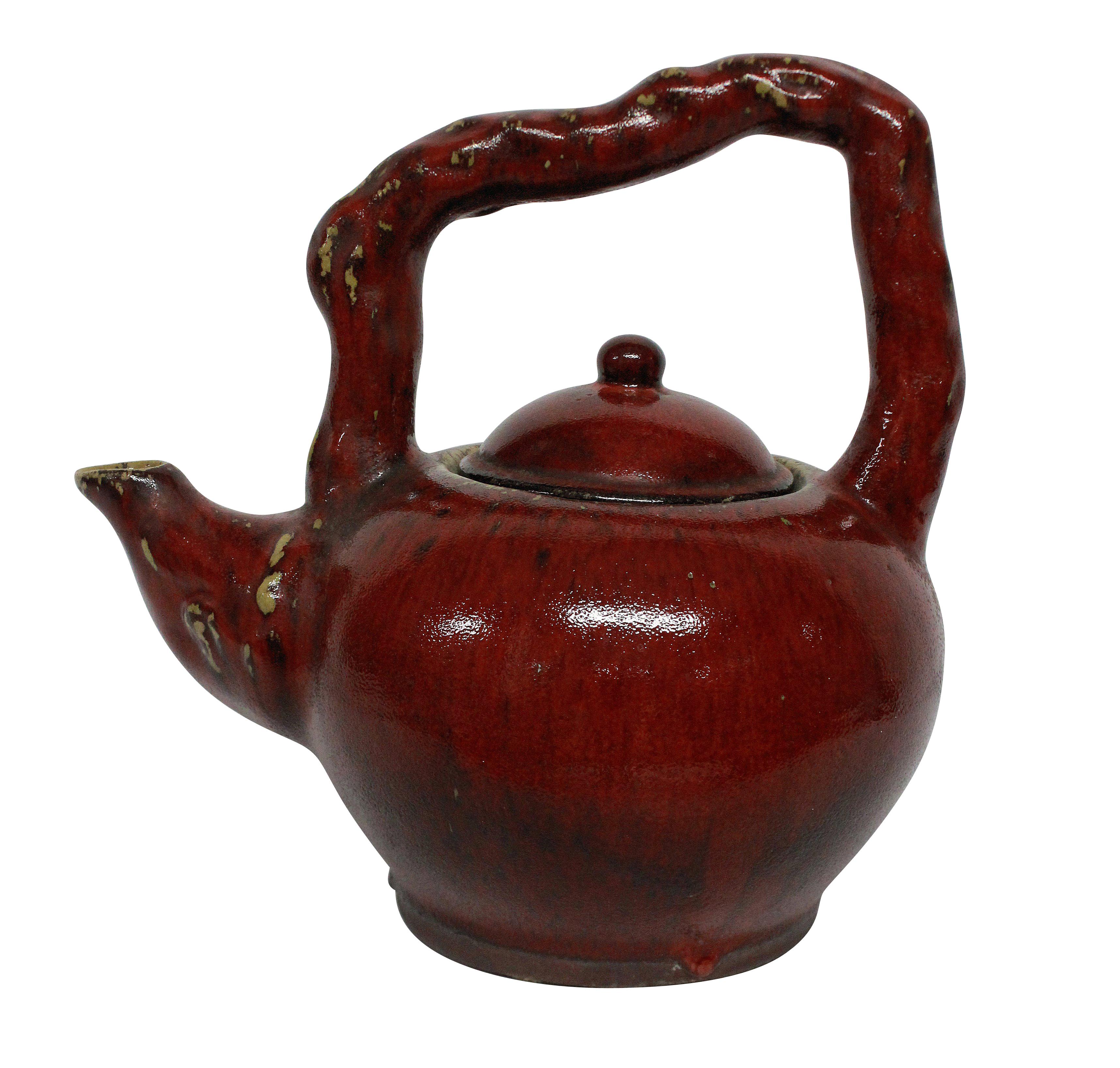 Large Sangue De Boeuf Japanese Ornamental Tea Pot In Good Condition For Sale In London, GB