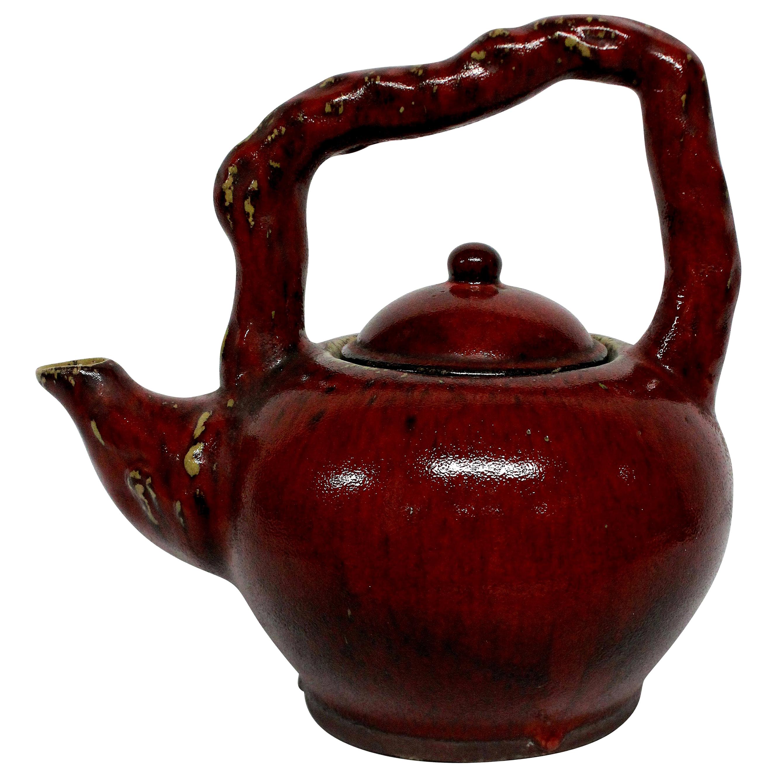 Large Sangue De Boeuf Japanese Ornamental Tea Pot