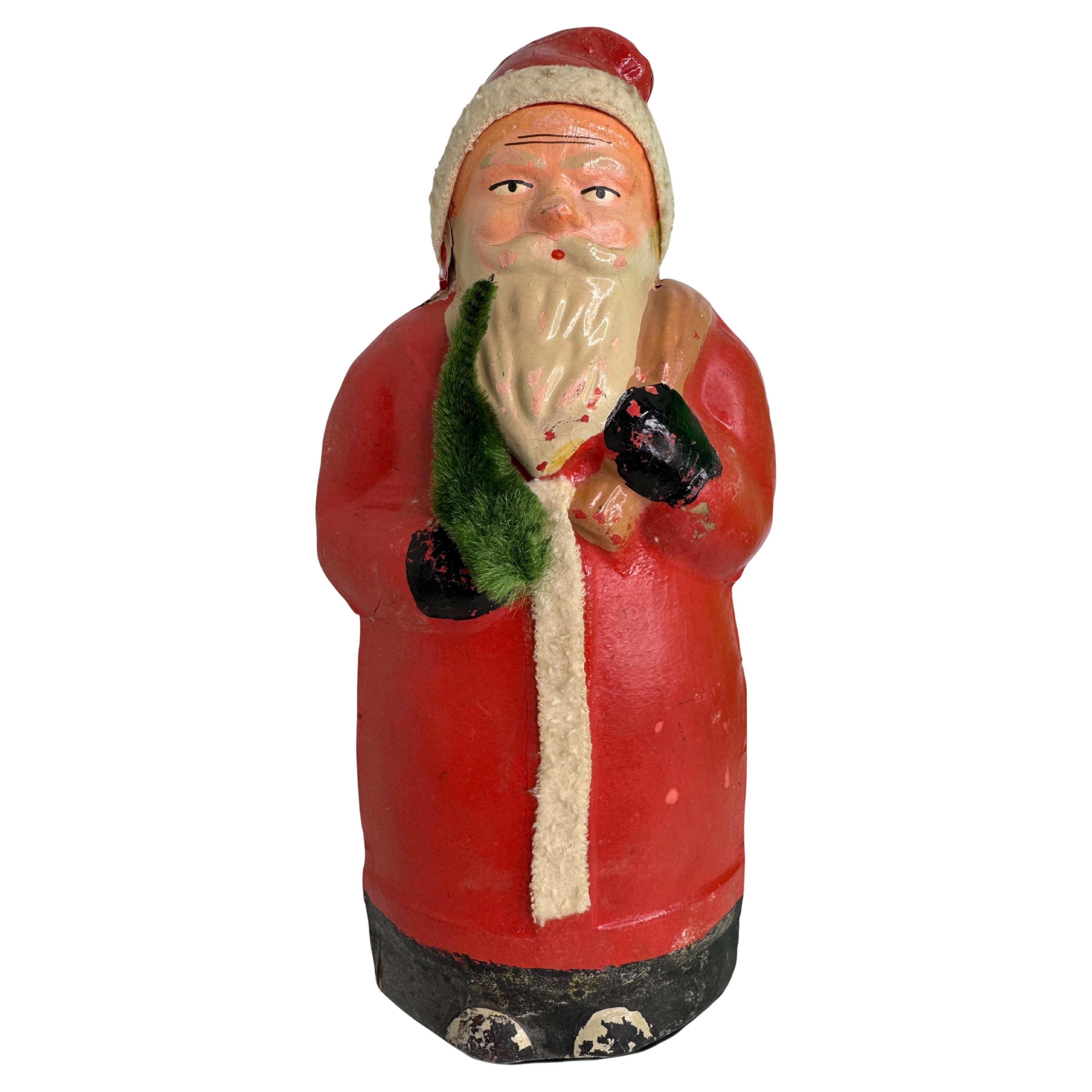 large Santa Claus Belsnickel Papermache Candy Container German Christmas 1920s