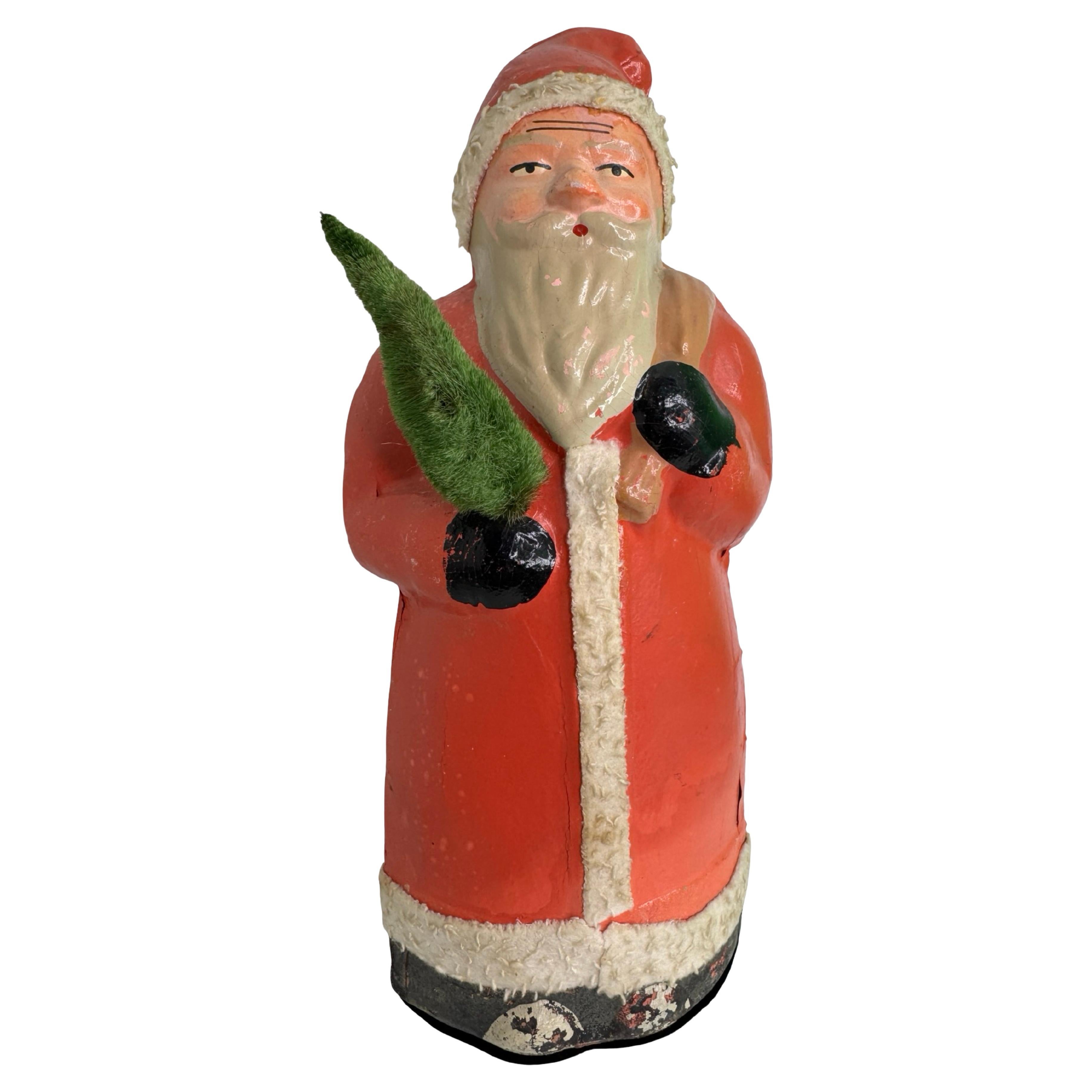 large Santa Claus Belsnickel Papermache Candy Container German Christmas 1920s