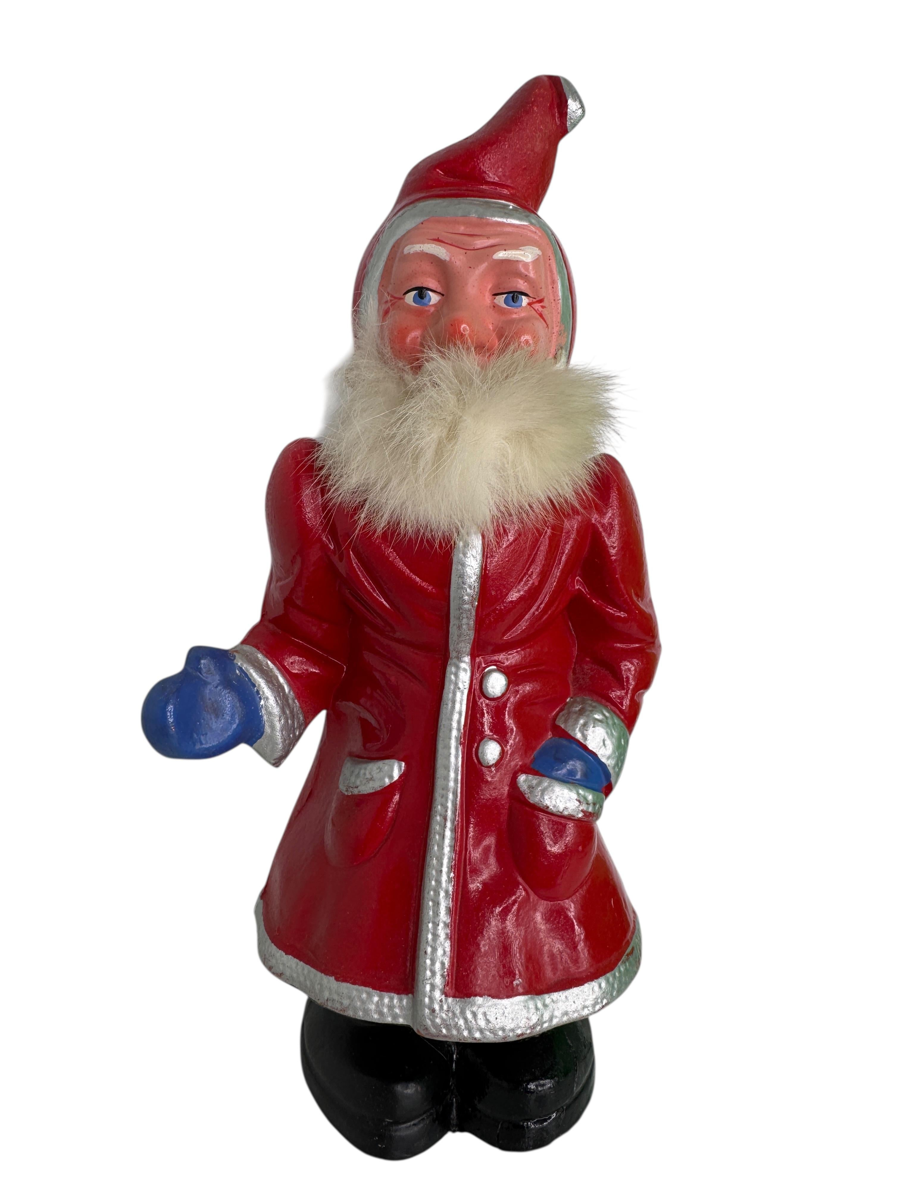 large Santa Claus Belsnickel Papermache German Christmas Figure 1930s For Sale