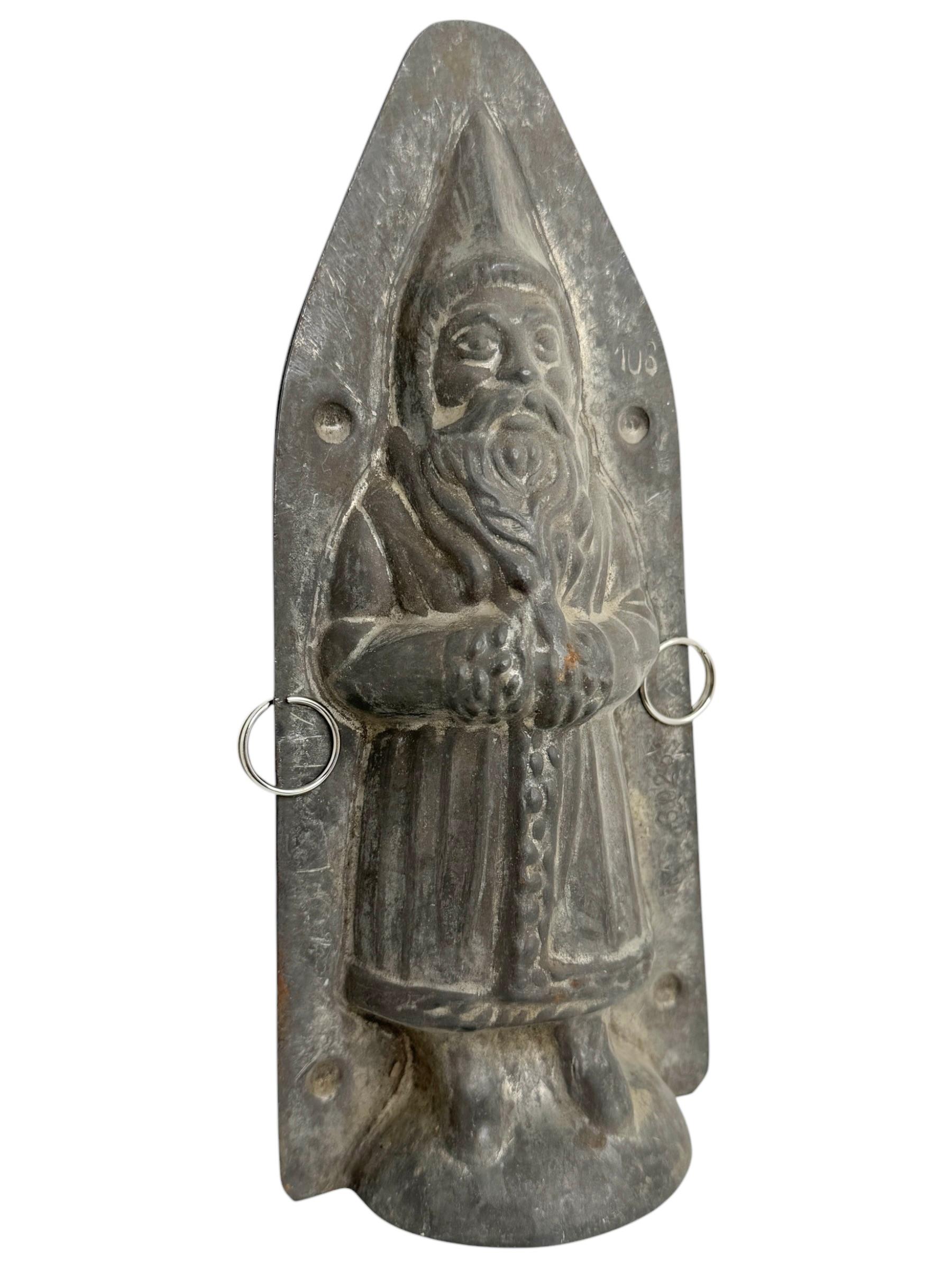 large Santa Claus Belsnickle Christmas Chocolate Mold Antique 1890s, German For Sale 1