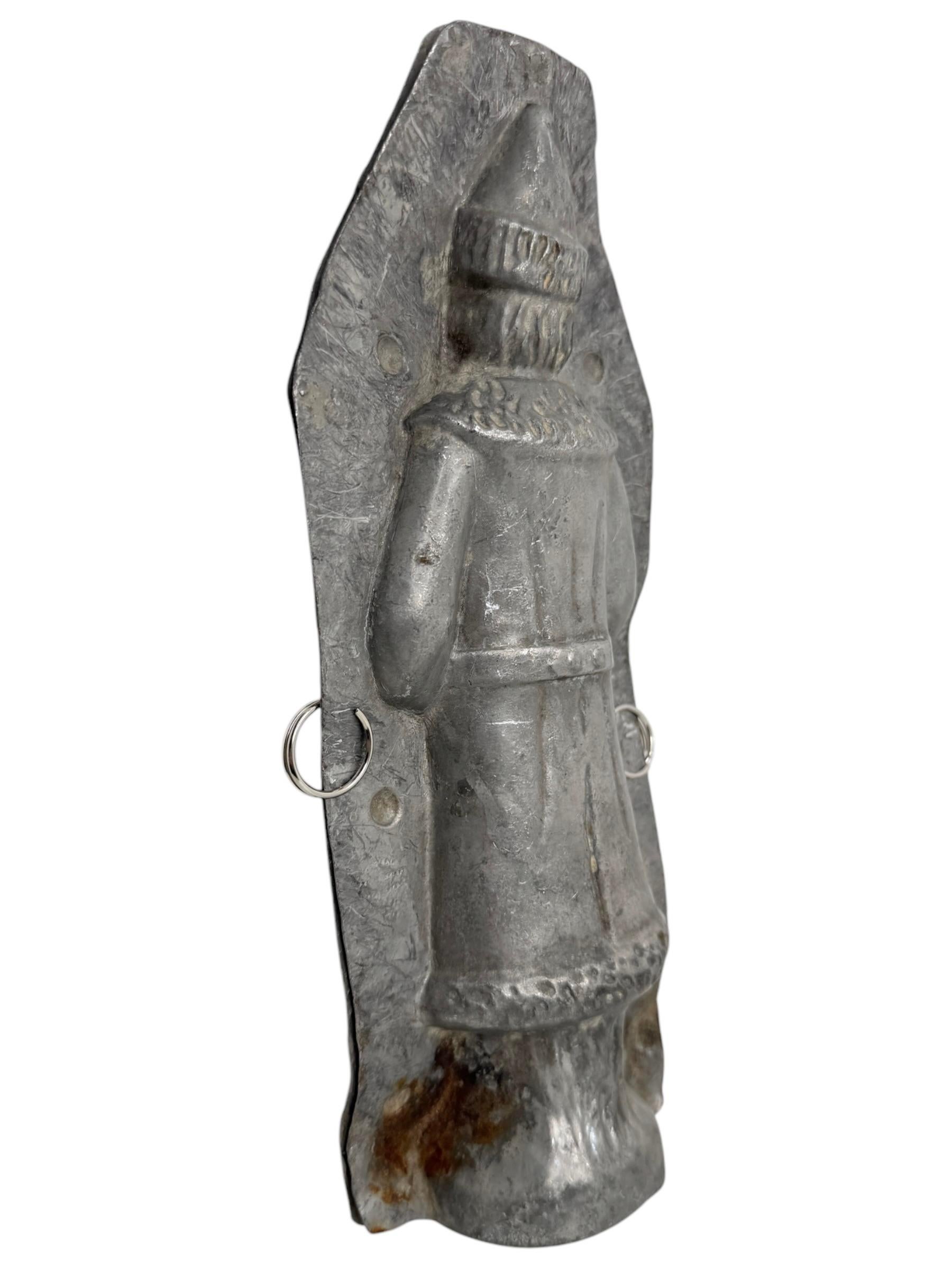 Metal large Santa Claus Belsnickle Christmas Chocolate Mold Antique 1900s, German For Sale