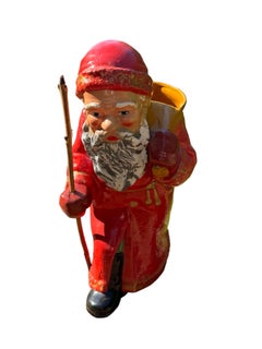 Grande figura di Babbo Natale con contenitore per caramelle, terracotta vintage della DDR