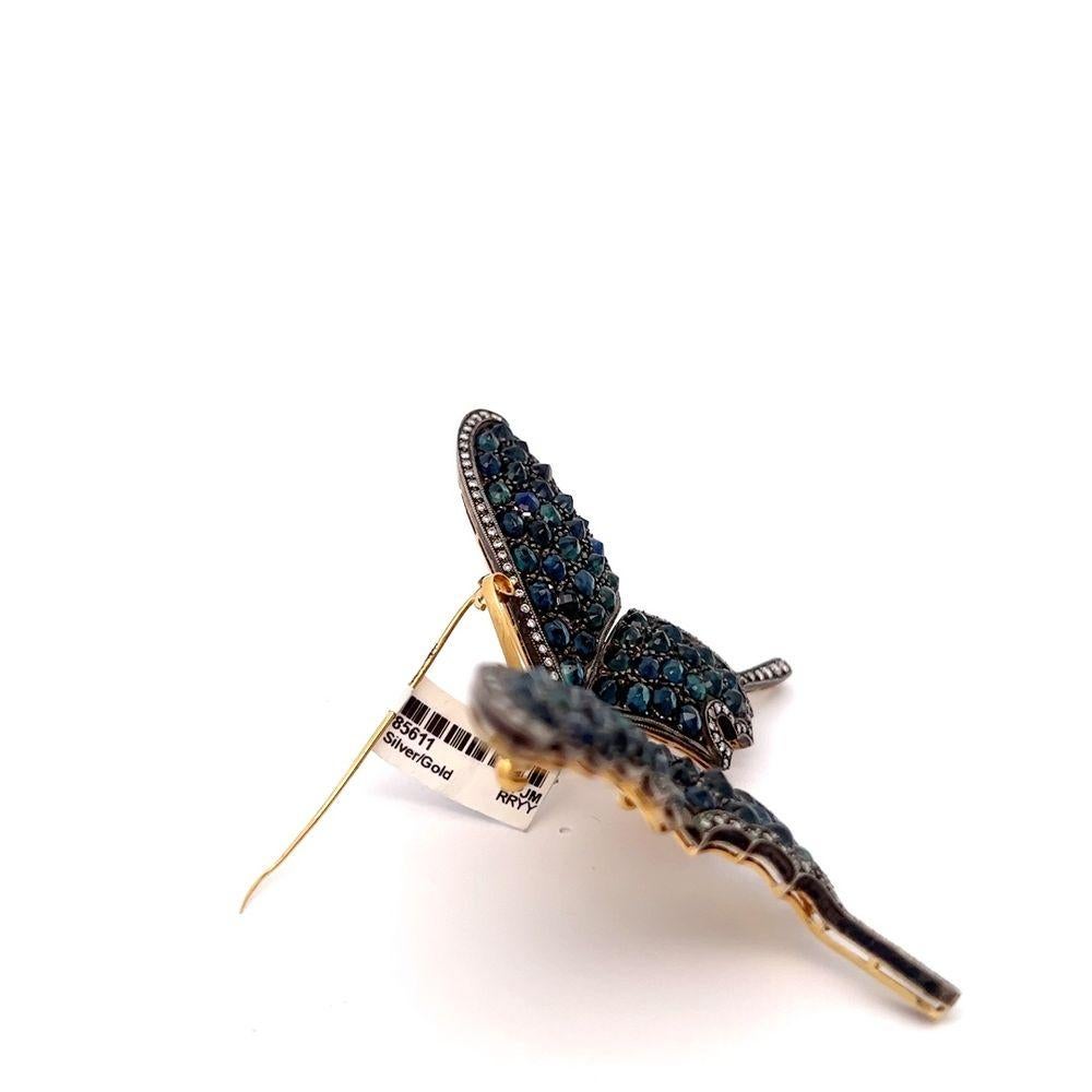 Schmetterlingsbrosche mit Saphiren und Diamanten  im Zustand „Hervorragend“ im Angebot in Beverly Hills, CA