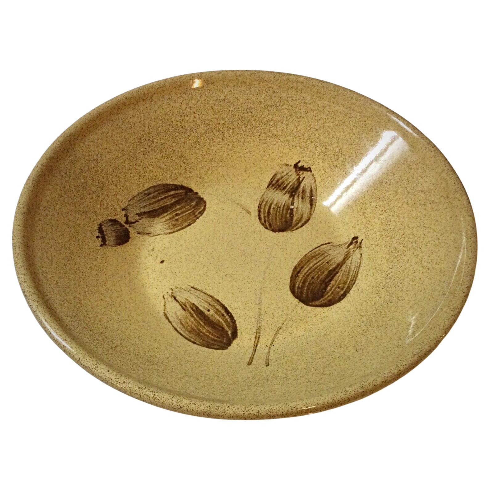 Grand bol à salade en faïence de Sarreguemines avec motif de fleur de tulipe - France - 2Y52