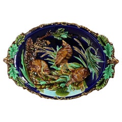 Grande placca da parete con pernici in maiolica di Sarreguemines