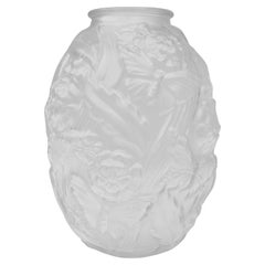 Grande vaso Art Deco in vetro pressato satinato, anni '30