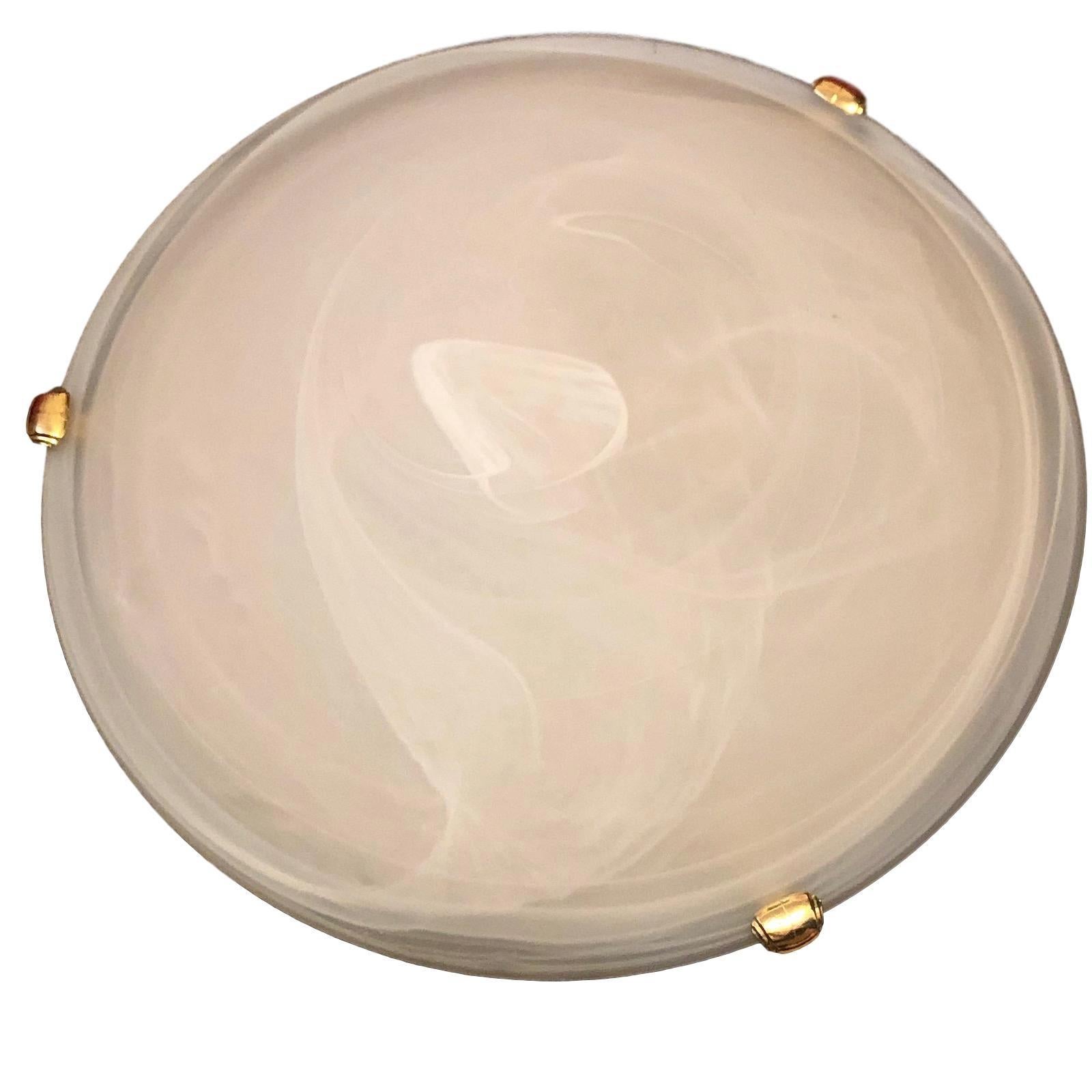 Large Satin Swirl Glass Flush Mount, 1980s, Honsel Leuchten, Germany