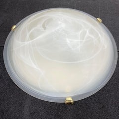 Large Satin Swirl Glass Flush Mount, 1980s, Massive Leuchten, Germany
