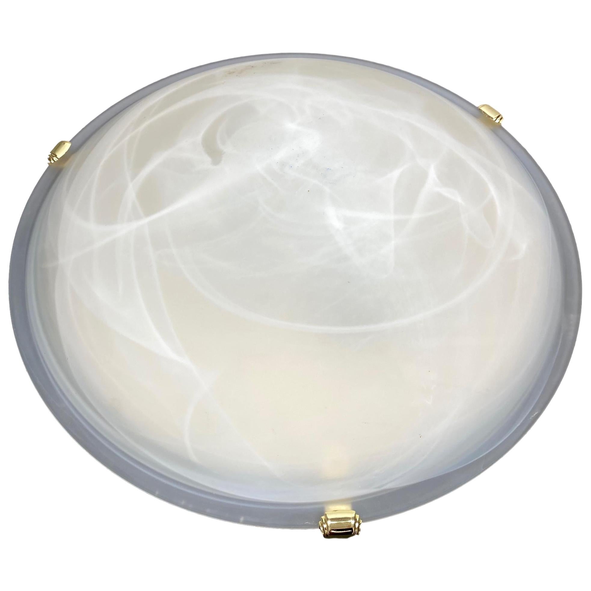 Large Satin Swirl Glass Flush Mount, 1980s, Massive Leuchten, Germany For Sale