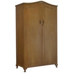 Vintage Large Satin Walnut Cabinet Works Double Wardrobe with Minty Internal Cupboards