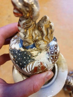 Large Satsuma Antique Garniture Japanese Colorfull Vases Japan, 1900-1930