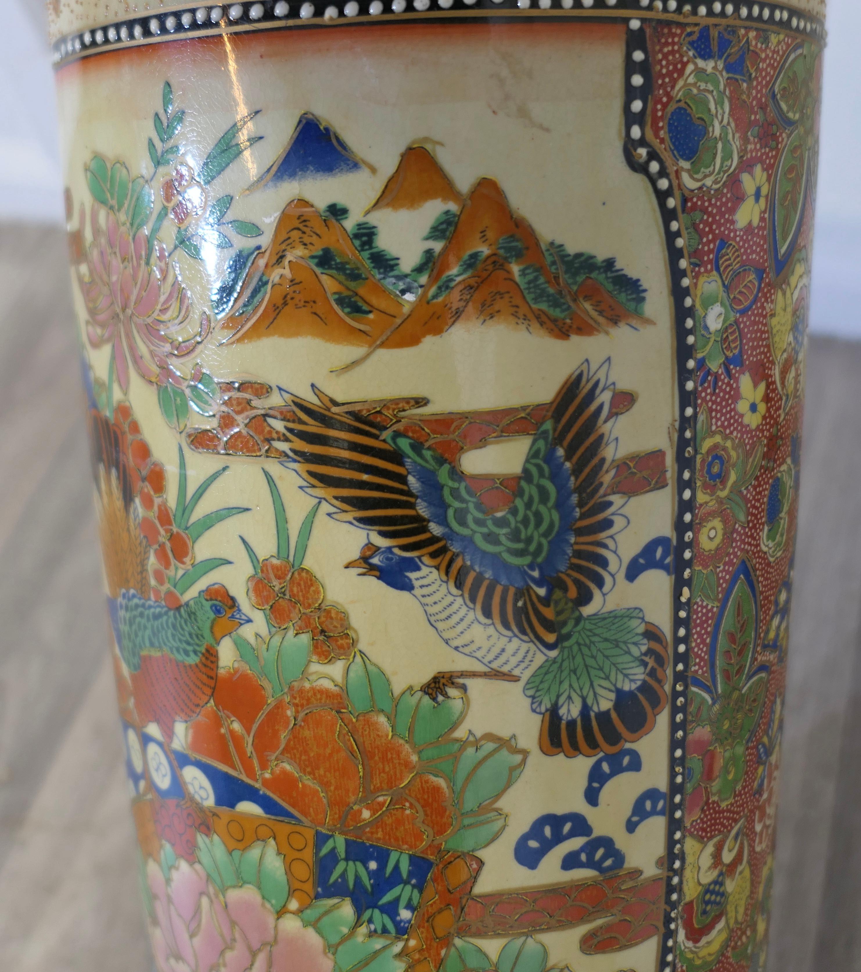 20th Century Large Satsuma Floor Vase, Umbrella Stand