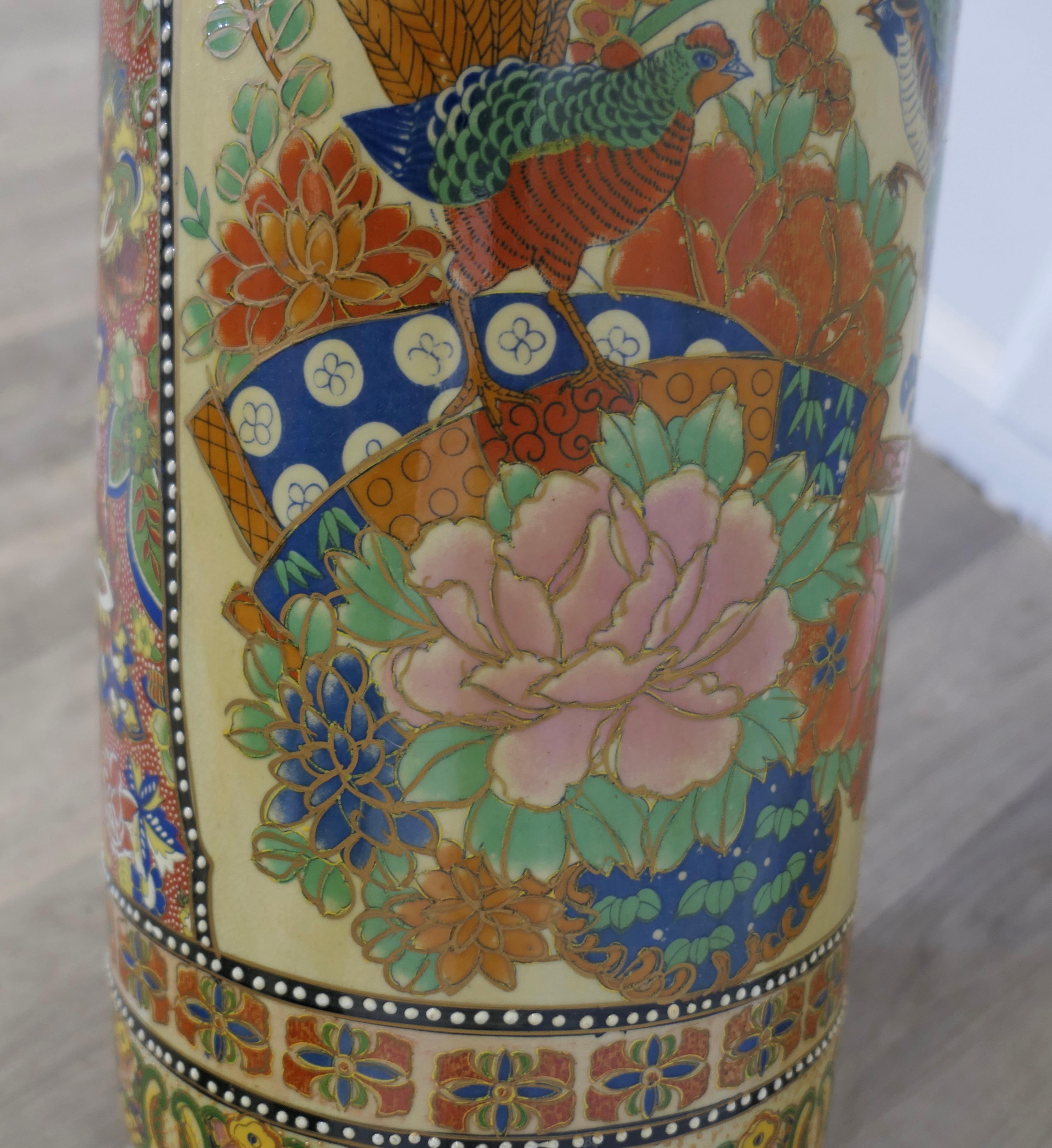 Ceramic Large Satsuma Floor Vase, Umbrella Stand