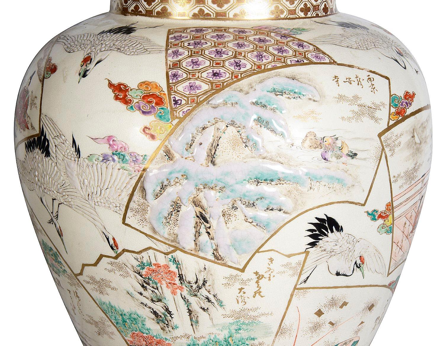 Porcellana Grande vaso con coperchio di Satsuma, fine XIX secolo in vendita