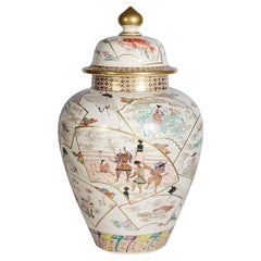 Gran jarrón con tapa Satsuma, finales del siglo XIX