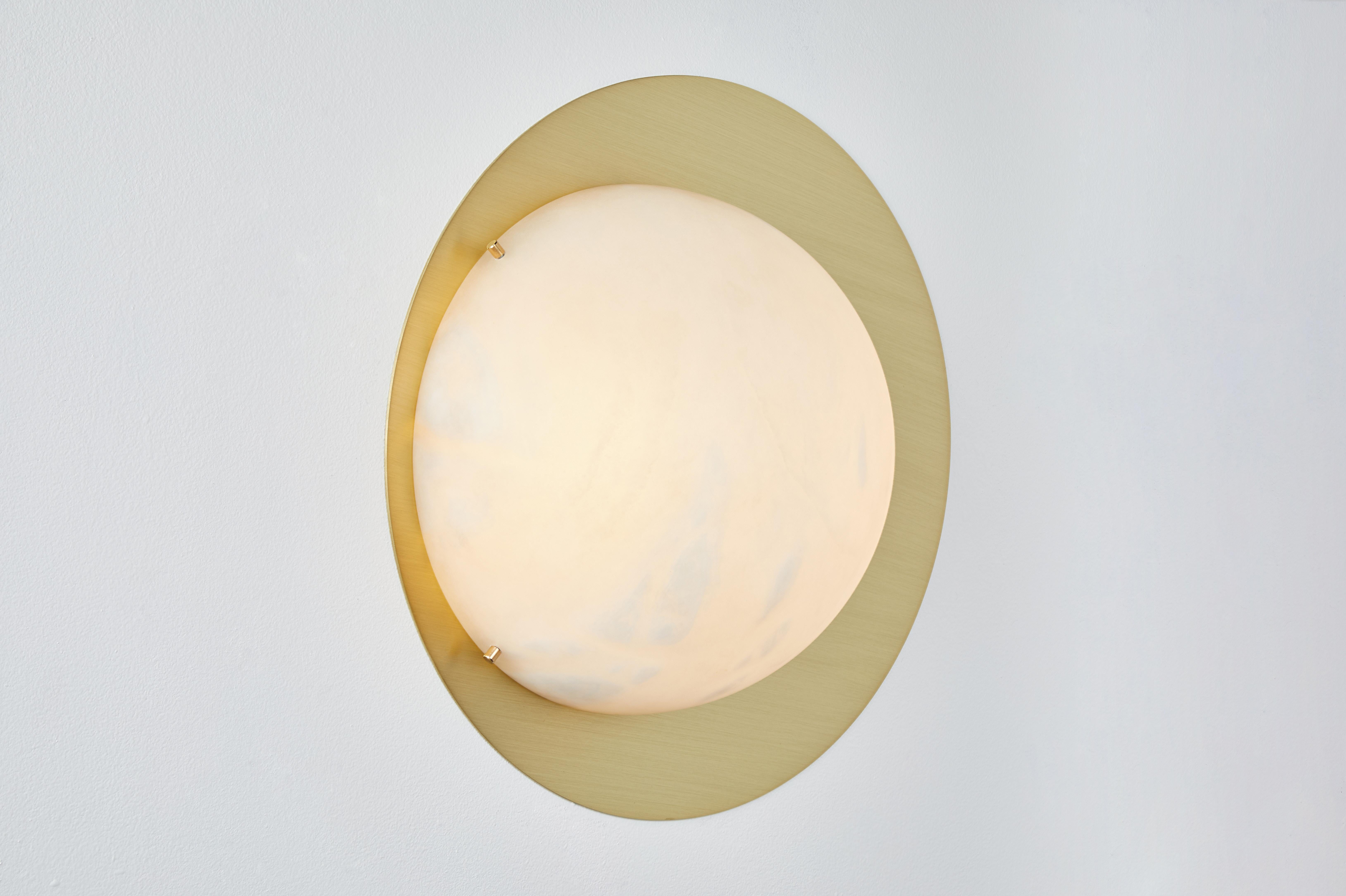 American Large 'Saturn' Sconce in Brass and Alabaster For Sale