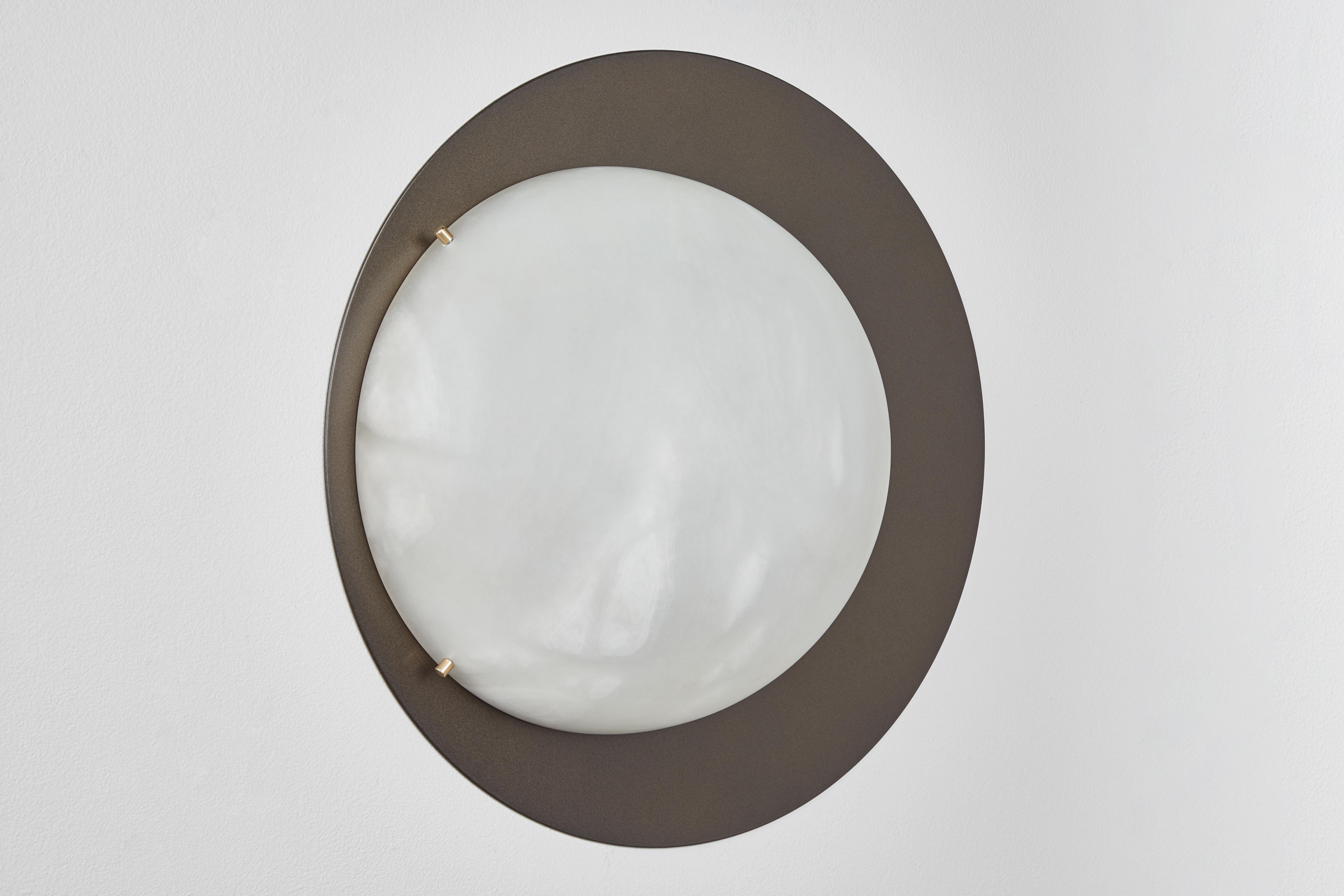 Modern Large 'Saturn' Sconce in Bronzed Steel and Alabaster For Sale