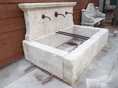 Large Sault Triple Spout Limestone Wall Fountain from Provence, France