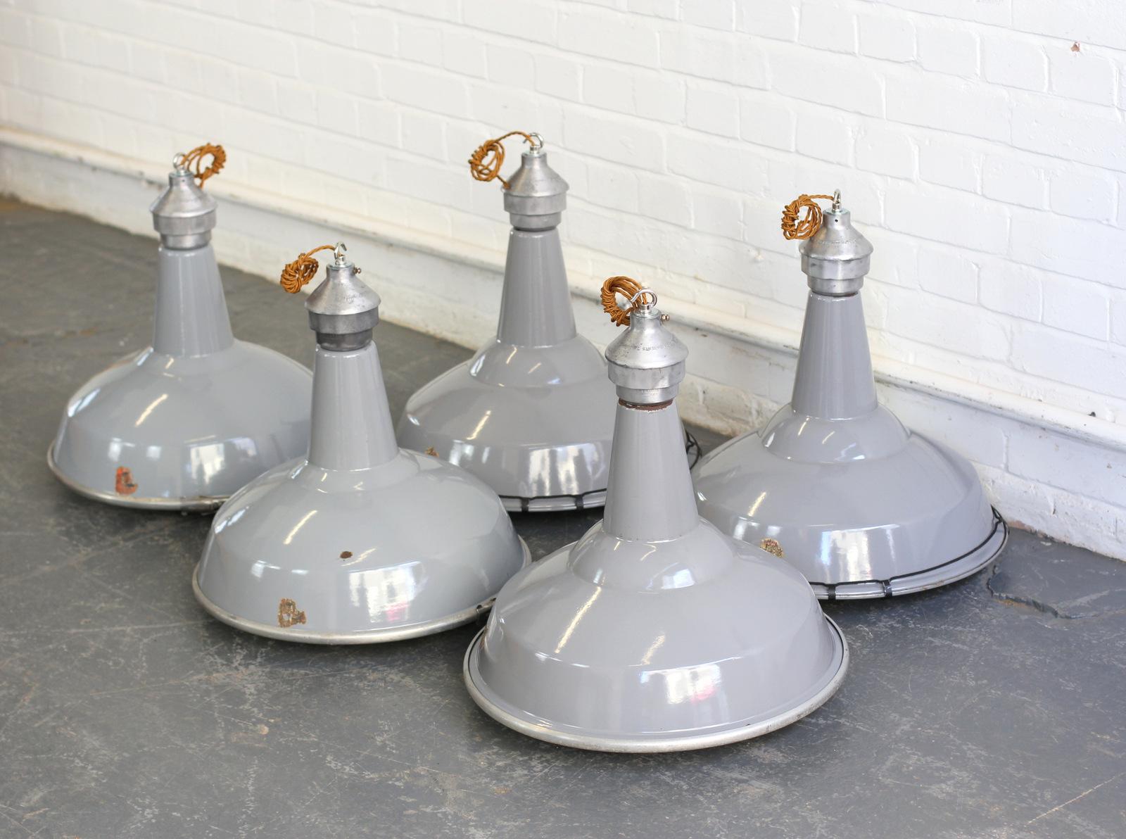 Large Saw Mill Lights by Benjamin, circa 1950s 3