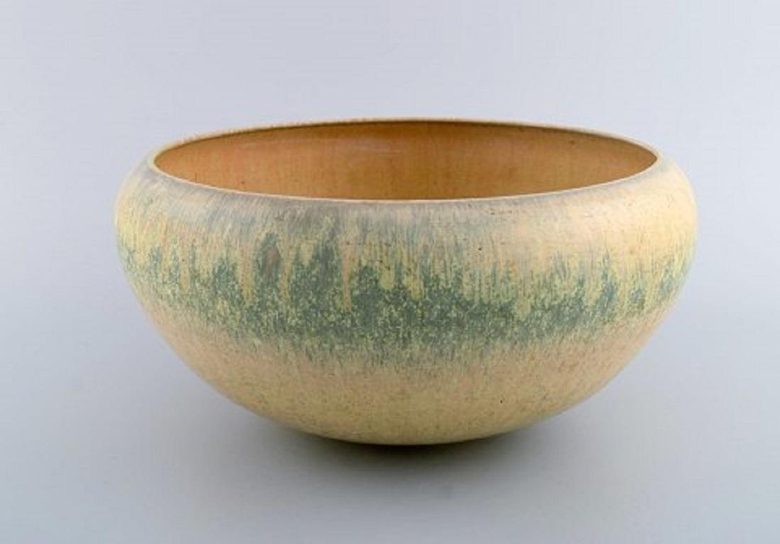 Scandinavian Modern Large Saxbo Bowl in Glazed Ceramics, Danish Design, Mid-20th Century