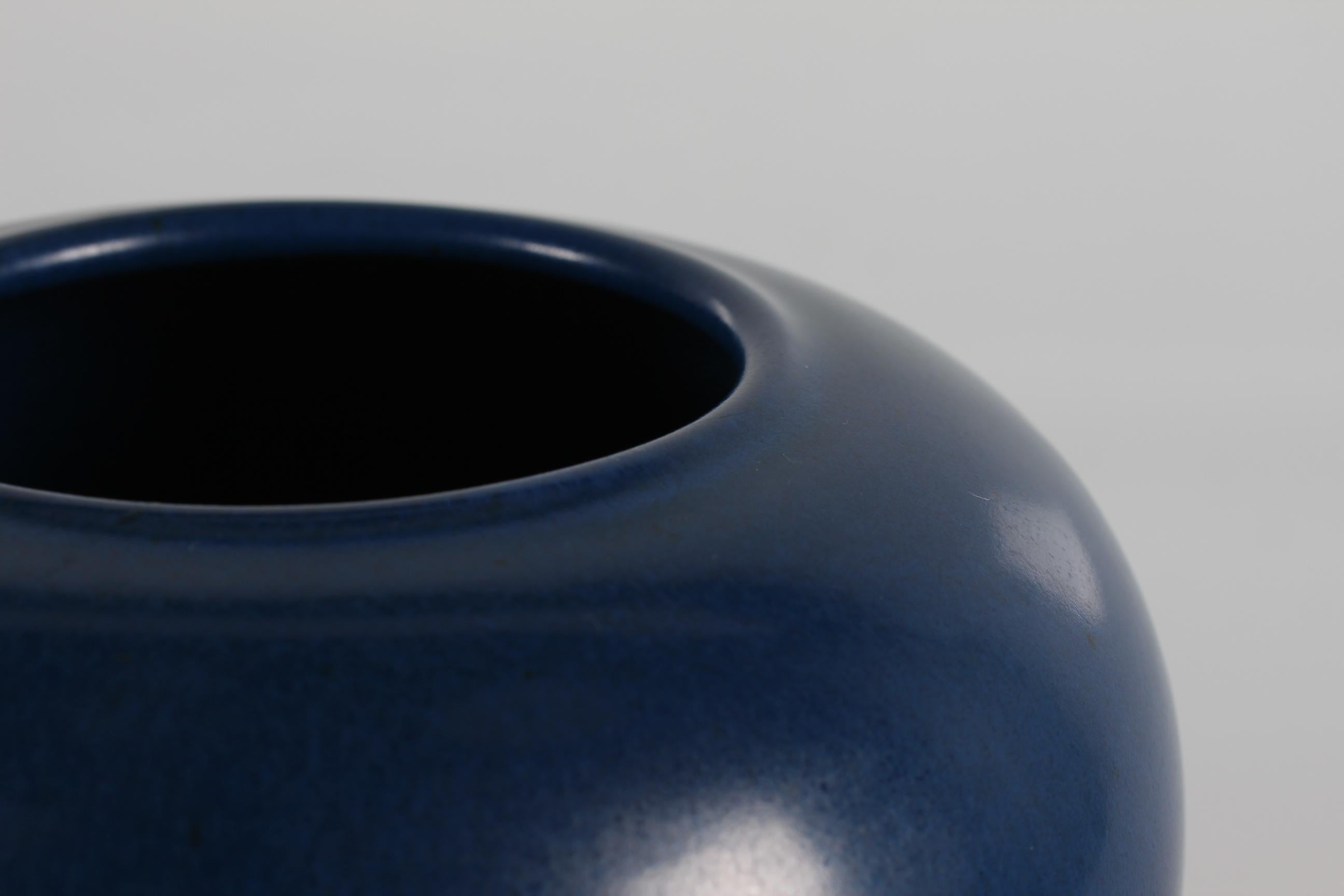 Large ceramic vase model no. 16 designed by the Danish ceramist Eva Stæhr-Nielsen (1911-1976) 
Hand turned and decorated by Saxbo ceramic workshop Denmark

The vase is decorated with cobalt blue satin glaze. 
With stamp form the period