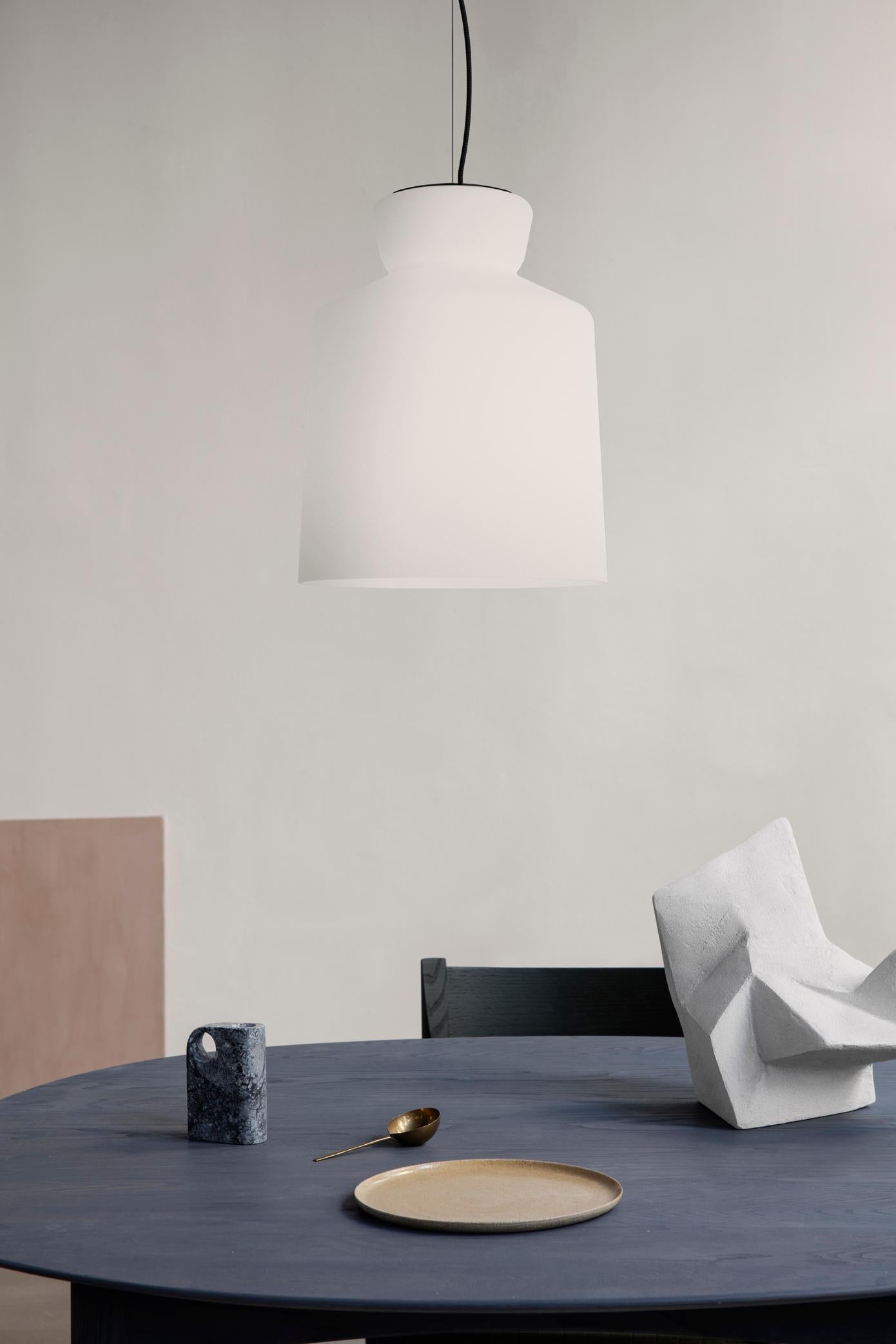 Italian Large 'SB Cinquantotto' Opaline Glass Pendant Light by Santi-Borachia