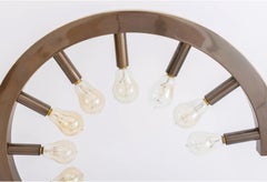 Large Scale 10-light Industrial Circular Table Lamps, a Pair