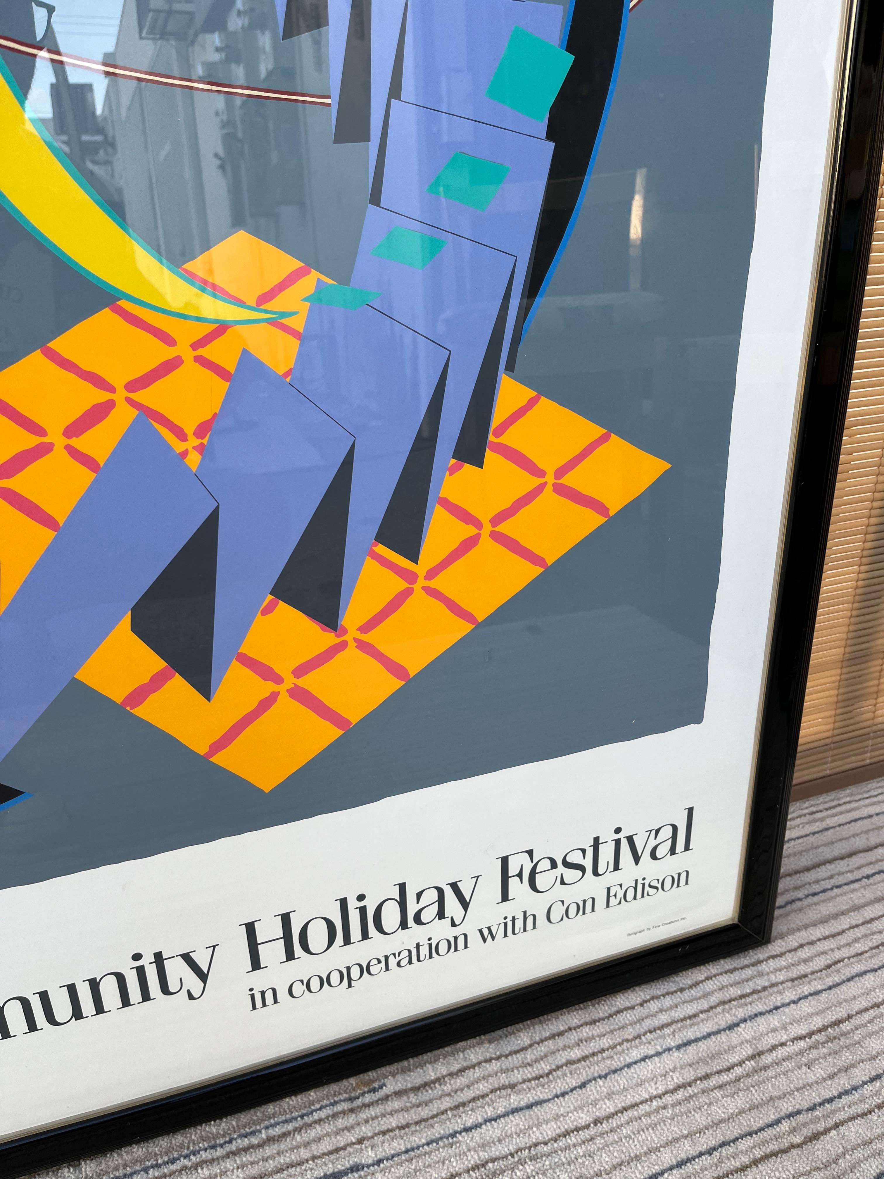 Large Scale 15th Annual Community Holiday Festival Lincoln Center Framed Serigra For Sale 5