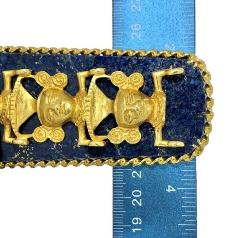 Großer 18K Lapislazuli-Anhänger mit Maya-Totem-Motiv 3