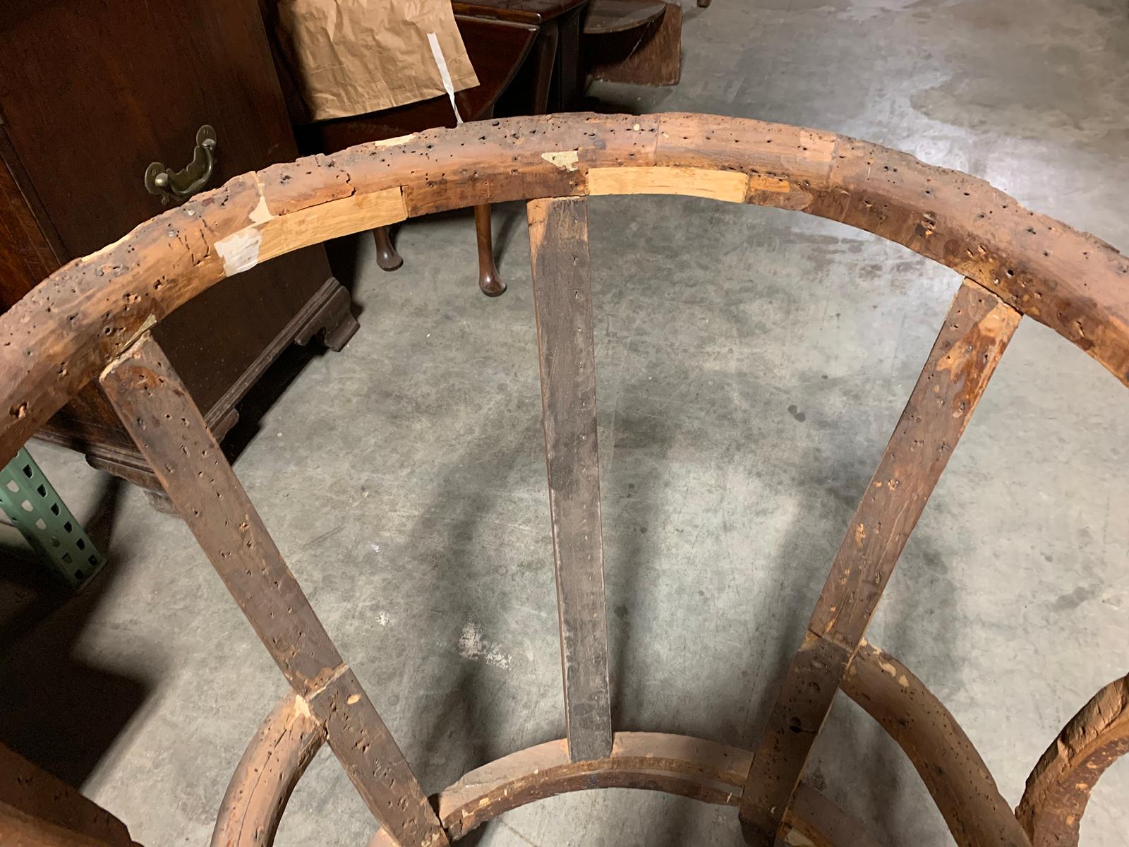 Large Scale 18th-19th Century English Barrel Wingback Chair Frame For Sale 6