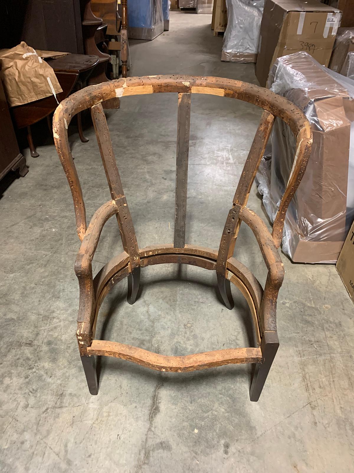 Large Scale 18th-19th Century English Barrel Wingback Chair Frame For Sale 7