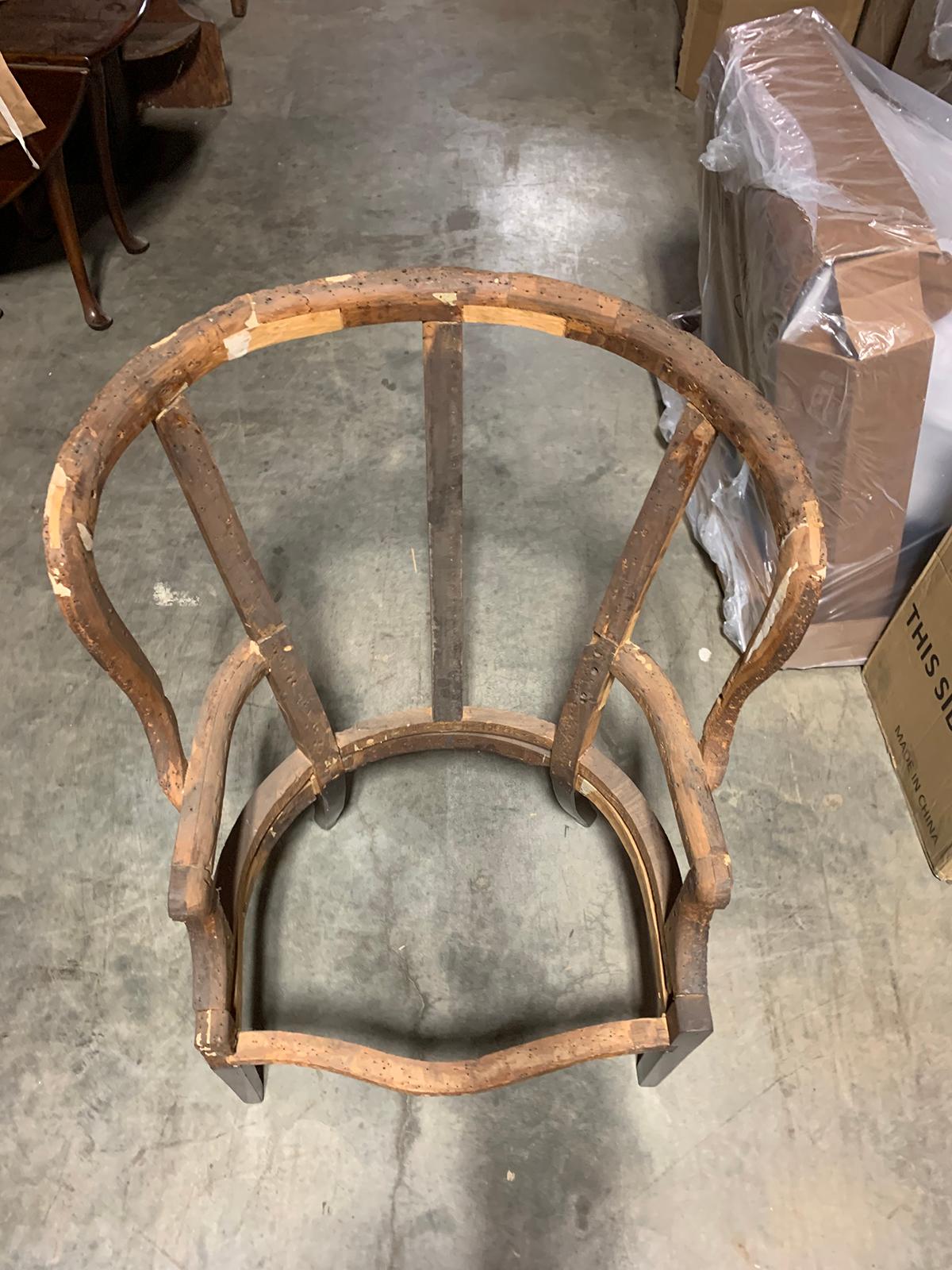 Large Scale 18th-19th Century English Barrel Wingback Chair Frame For Sale 8