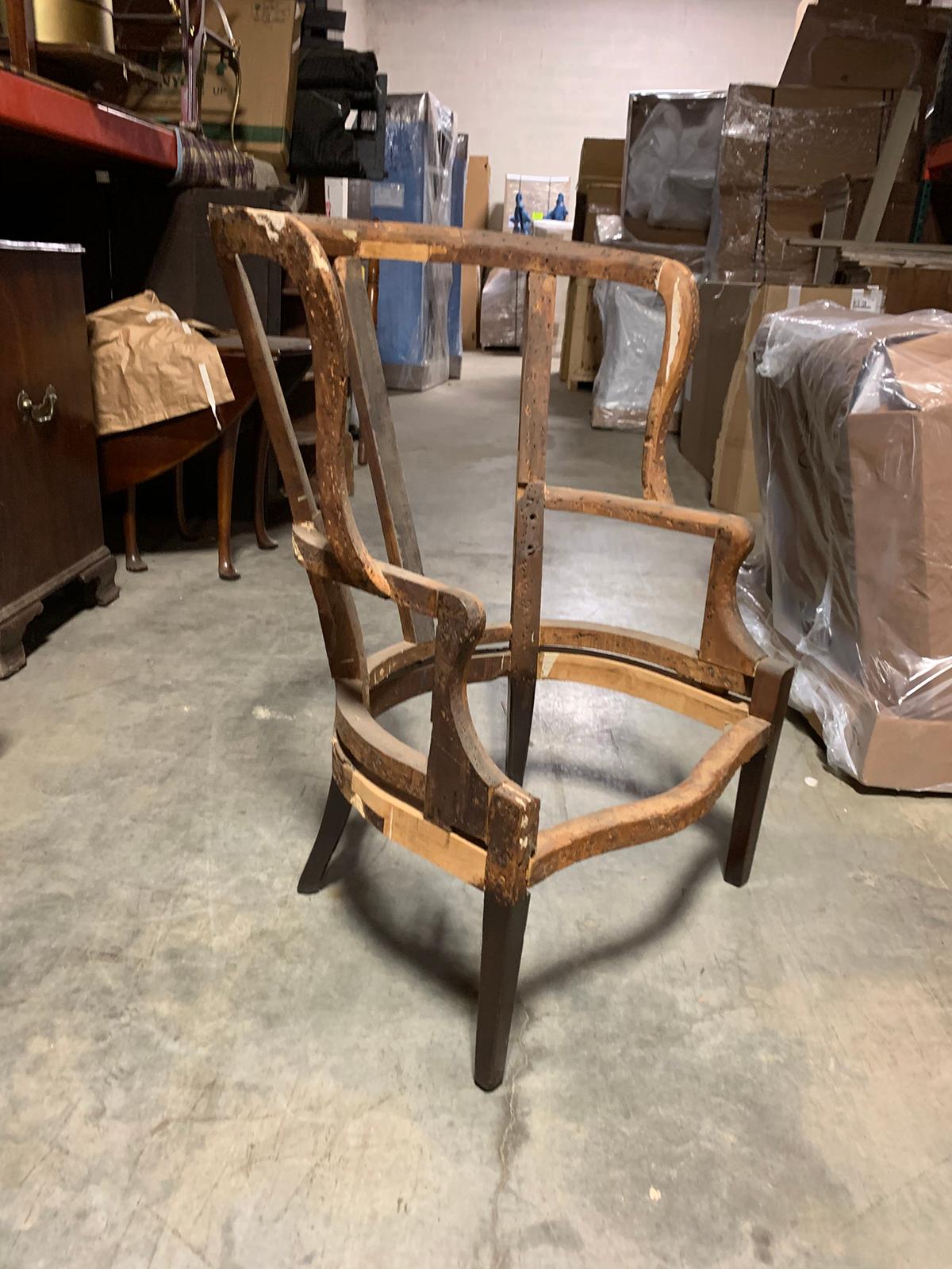 Large Scale 18th-19th Century English Barrel Wingback Chair Frame In Good Condition For Sale In Atlanta, GA