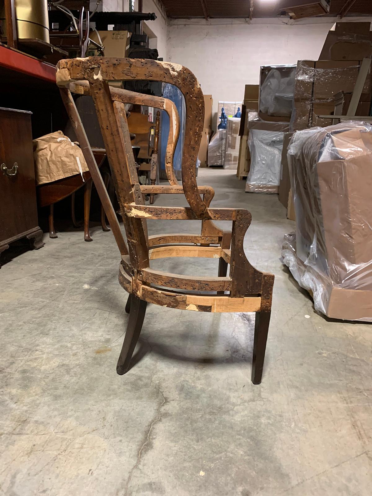 Wood Large Scale 18th-19th Century English Barrel Wingback Chair Frame For Sale