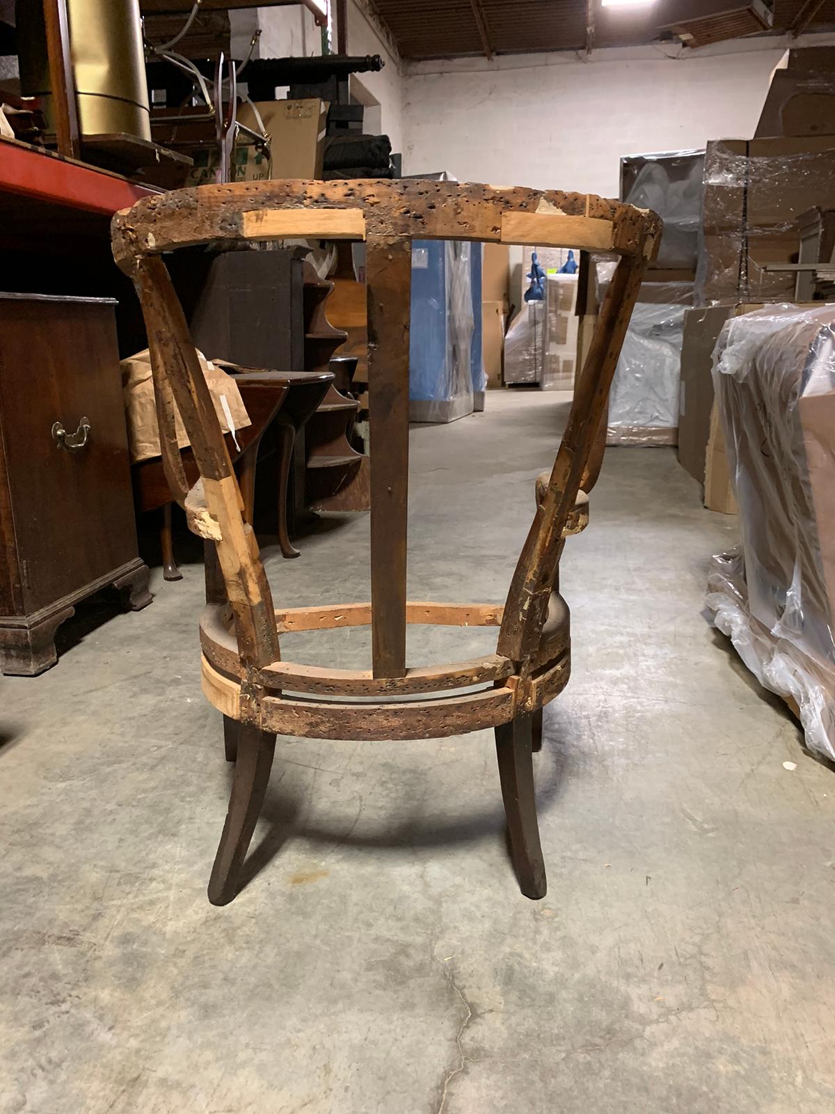 Large Scale 18th-19th Century English Barrel Wingback Chair Frame For Sale 1