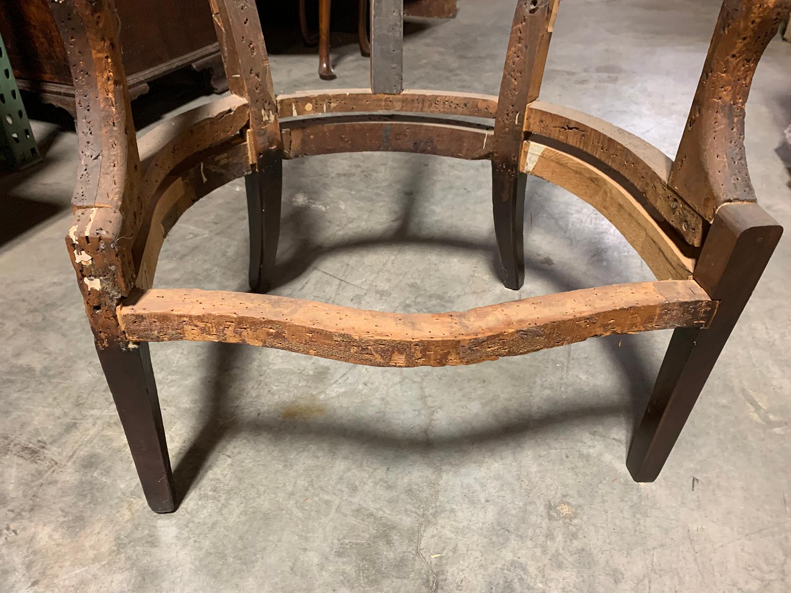 Large Scale 18th-19th Century English Barrel Wingback Chair Frame For Sale 4